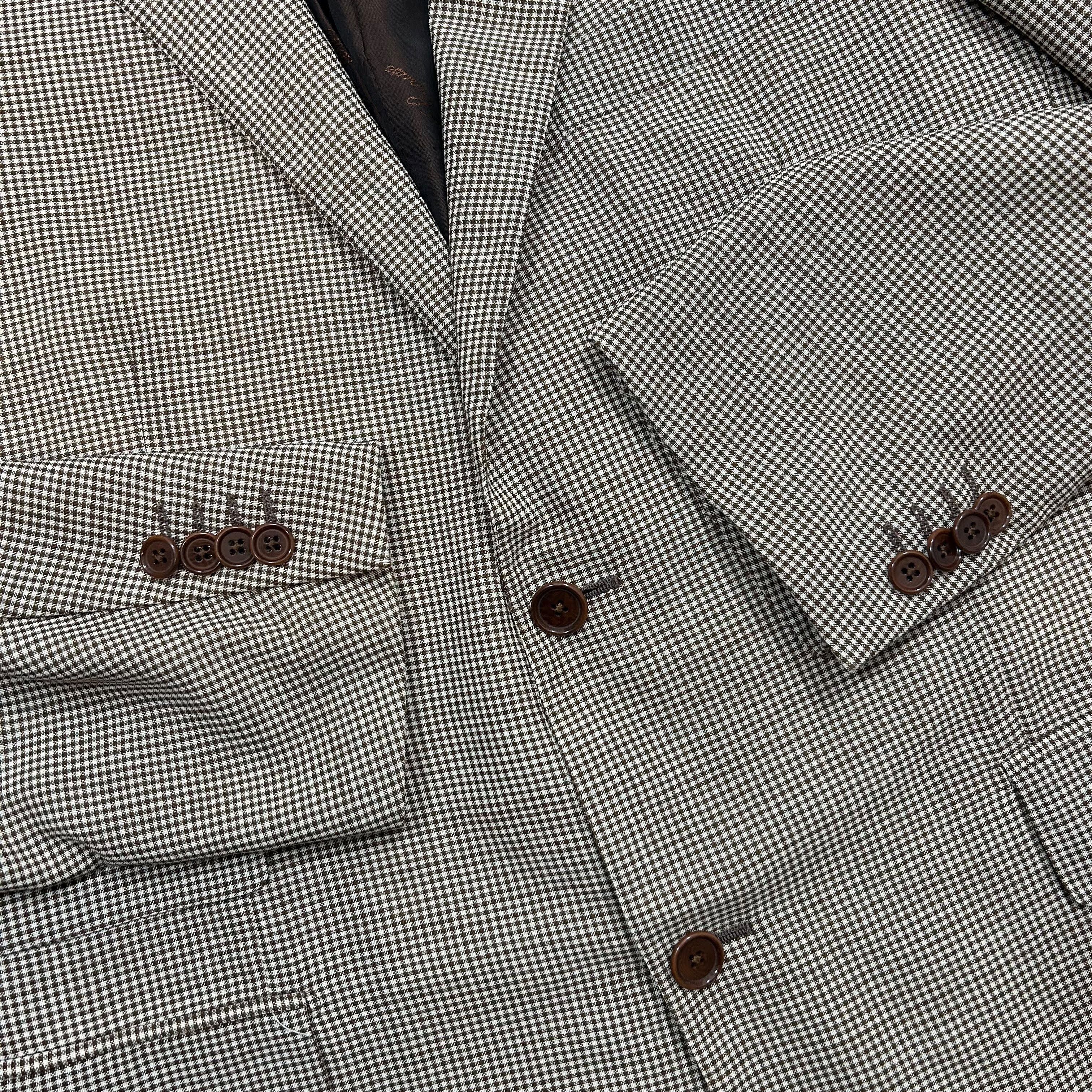 Caruso Caruso Wool Mohair Brown White Check Blazer Jacket Size 52 Size 42R - 4 Thumbnail