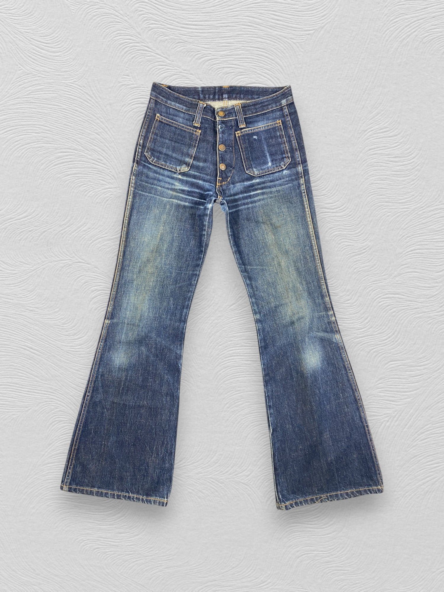 If Six Was Nine Blue Vintage Blue Way Flare Jeans 28x30.5 Denim - JN3309 Size US 28 / EU 44 - 1 Thumbnail