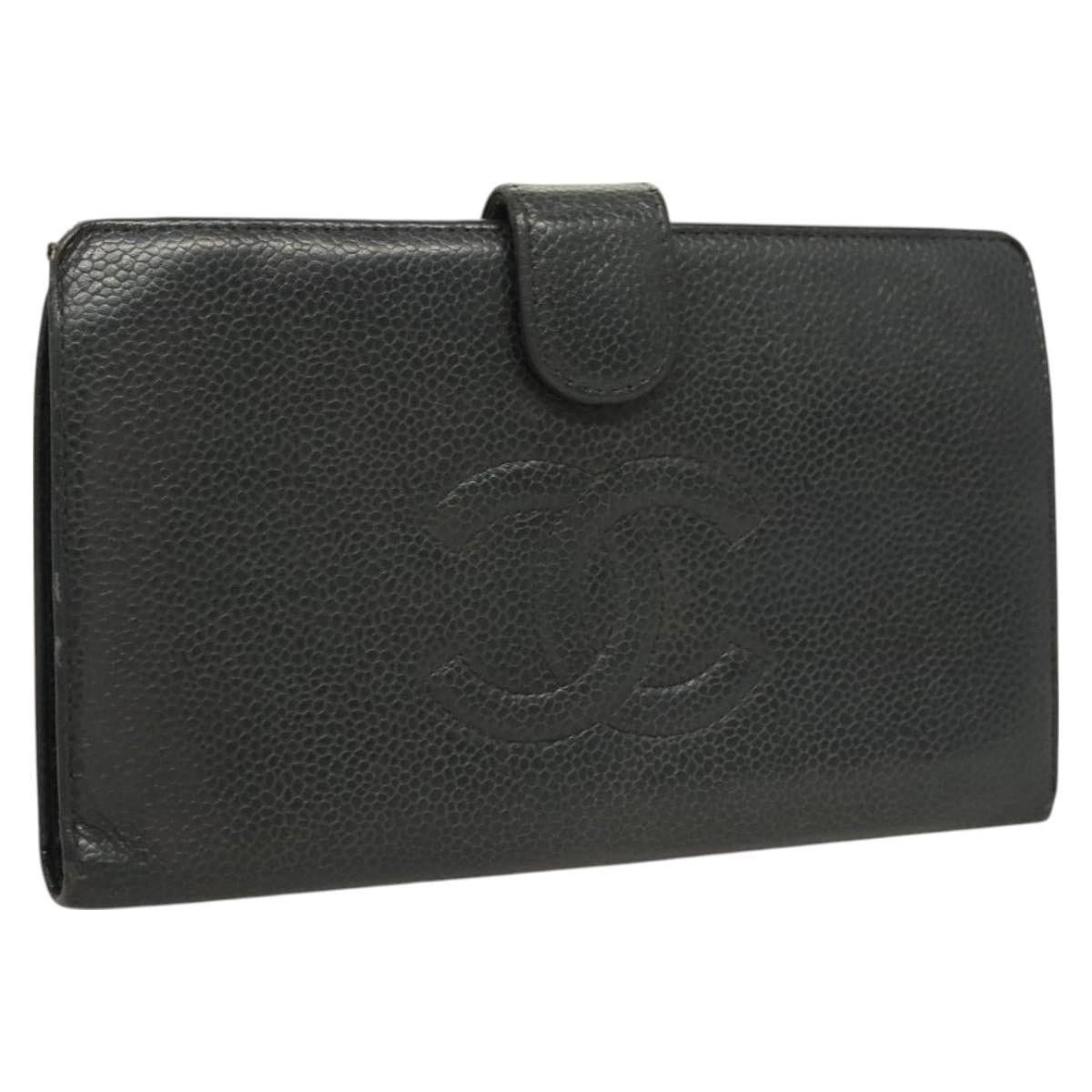 Chanel Chanel Long Wallet Caviar Skin Black Gold CC Size ONE SIZE - 1 Thumbnail