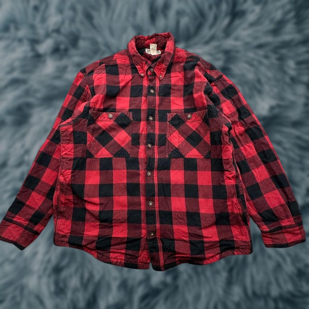 Duluth Trading Company Duluth Trading Co Free Swingin Waffle-Lined Buffalo Check Flannel Shirt Large Mens L Red Black Plaid Button-Up Size US L / EU 52-54 / 3 - 1 Thumbnail