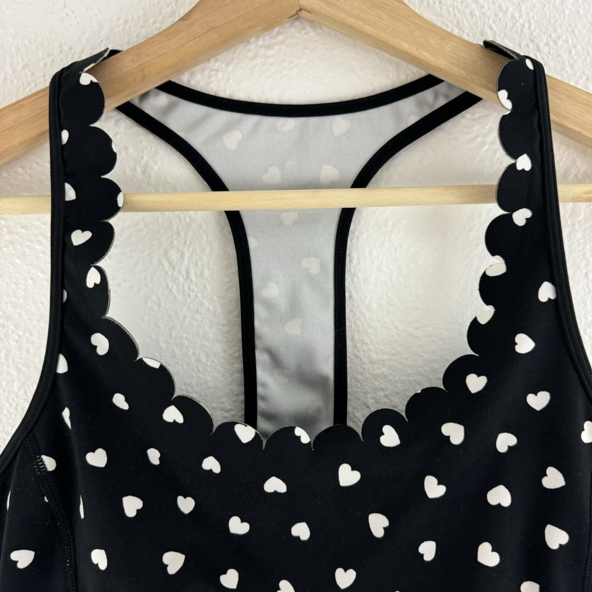 Kate Spade KATE SPADE Black White Polka Heartbeat Scallop Sports Bra Size M / US 6-8 / IT 42-44 - 6 Thumbnail