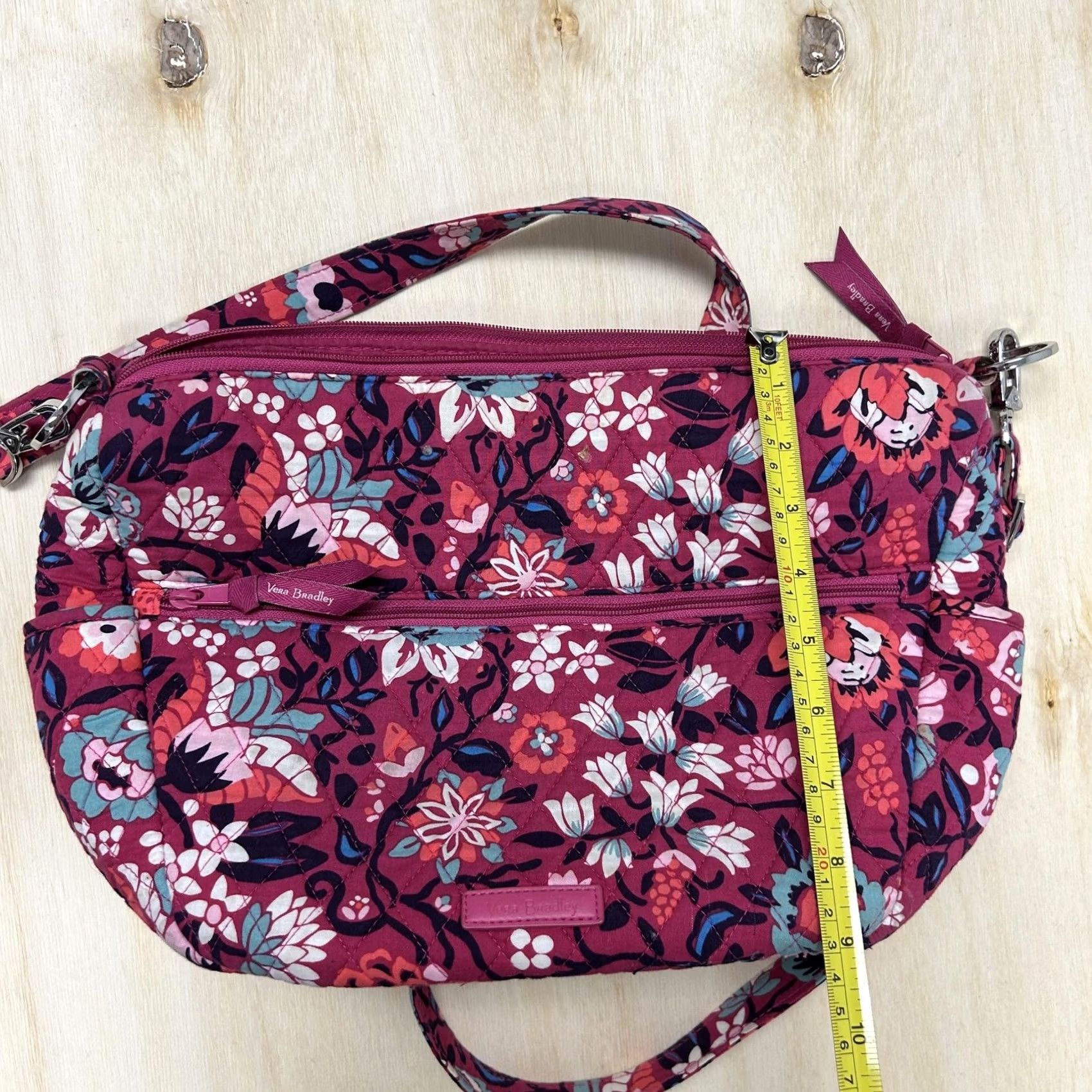 Vera Bradley Vera Bradley Crossbody Bag Womens Medium Pink Floral Quilted Cotton Zip Shoulder Size ONE SIZE - 7 Thumbnail