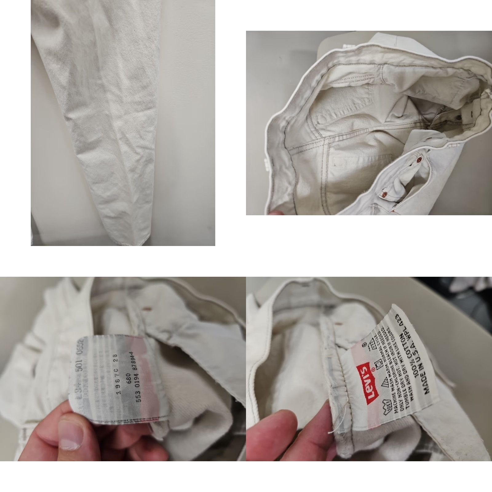 Levi's VINTAGE Levi's 501 Jeans Button Fly Straight White 31x34 Mens Denim Cotton 5-Pocket Modern Style Regular Fit Adapted for Comfort Size US 31 - 9 Thumbnail