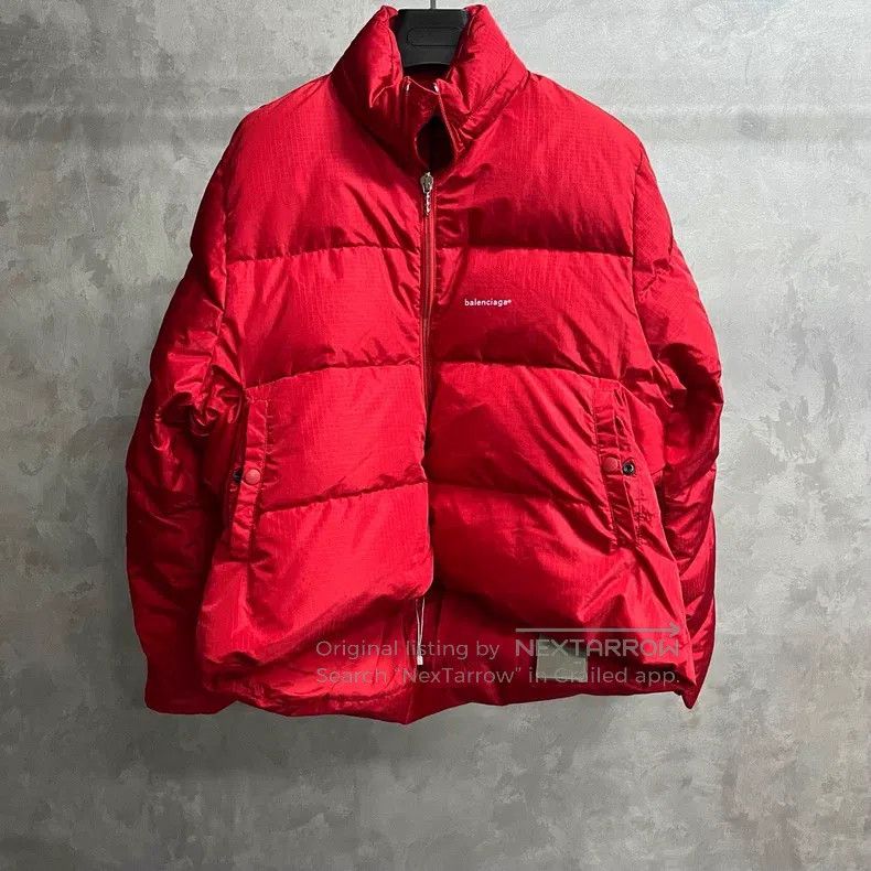 Balenciaga Balenciaga Red Solid Color Printed Logo Down Jacket Size US L / EU 52-54 / 3 - 1 Thumbnail