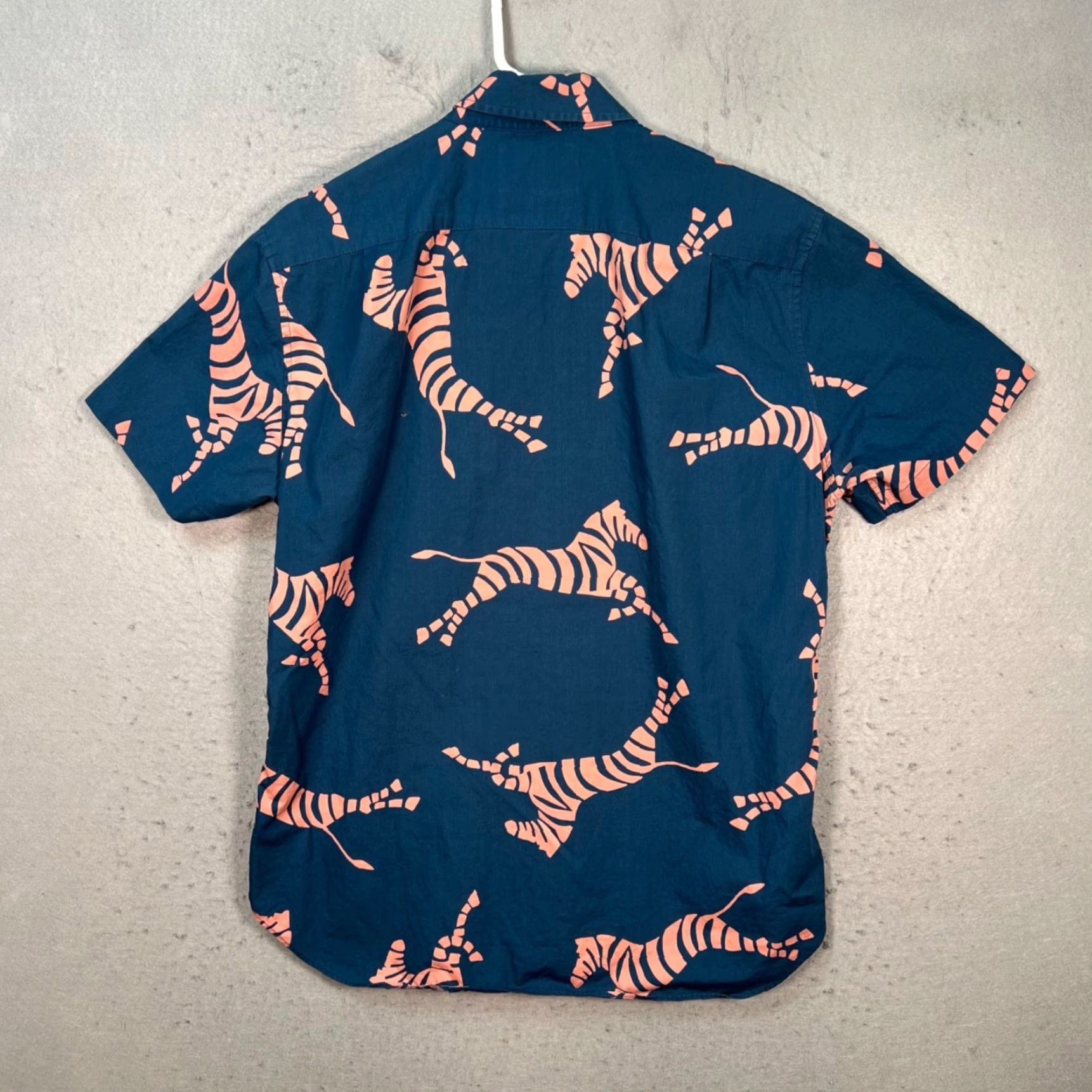 Bonobos Bonobos Shirt Mens Medium Blue Slim Fit Short Sleeve Button-Up Pink Zebra Print Size US M / EU 48-50 / 2 - 2 Thumbnail
