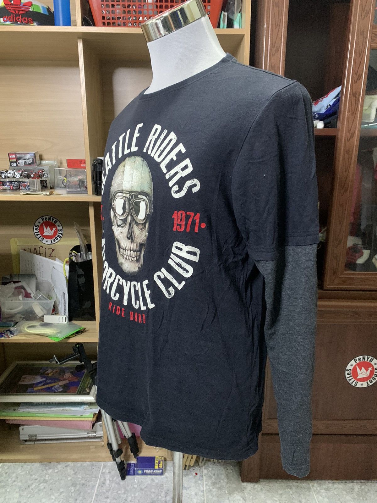 If Six Was Nine Y2K Seattle Riders Harley Davidson Styled Double Layer Tees Size US L / EU 52-54 / 3 - 4 Thumbnail