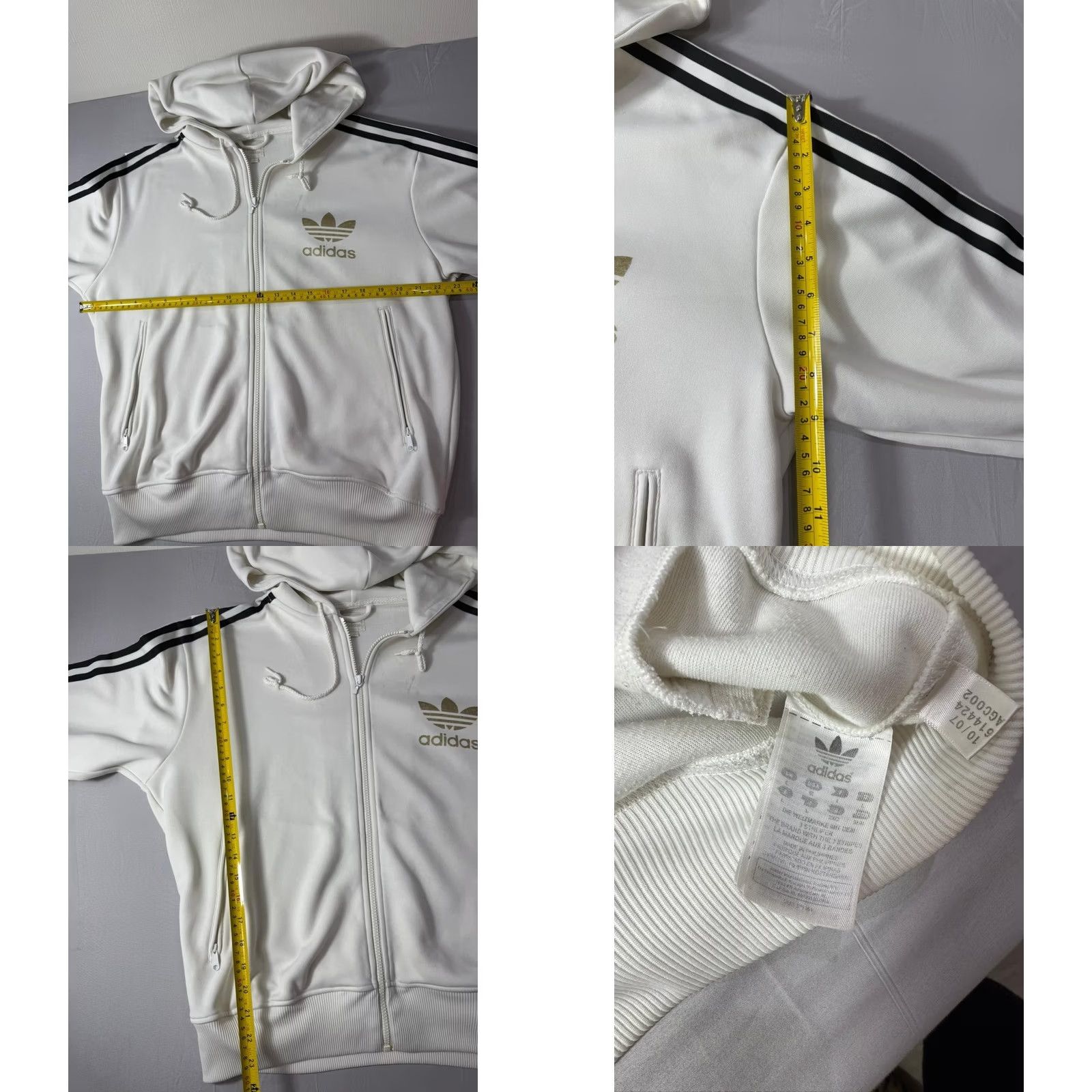 Adidas Adidas Originals White Zip Hoodie Mens Large Trefoil Logo Full Zip Jacket Size US L / EU 52-54 / 3 - 8 Thumbnail
