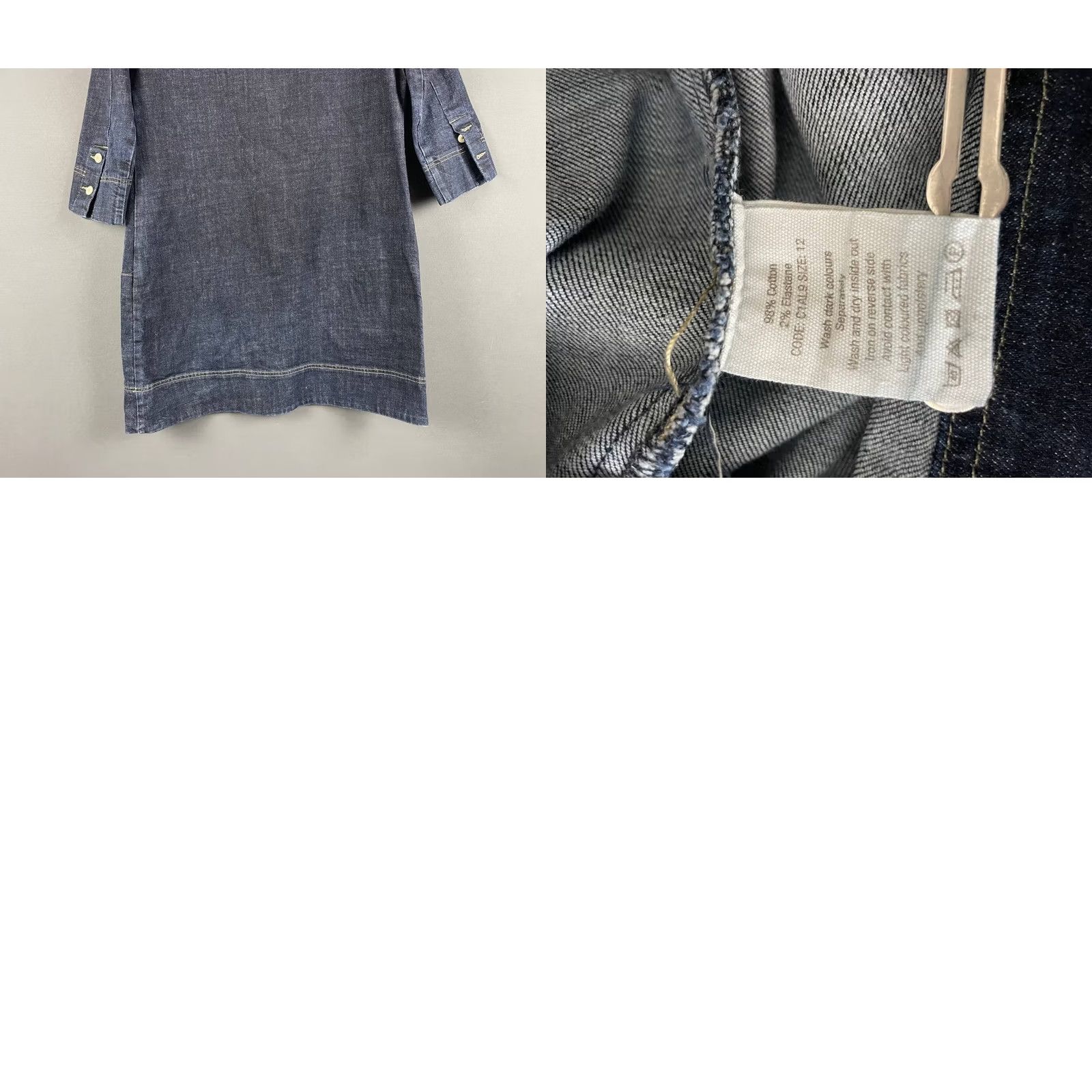 Vintage U.S. BUYERS: PLEASE NOTE Toast Womens Tunic Dress Size 12 Blue Denim Cotton Scoop Neck Long Sleeve Size XL / US 12-14 / IT 48-50 - 8 Thumbnail