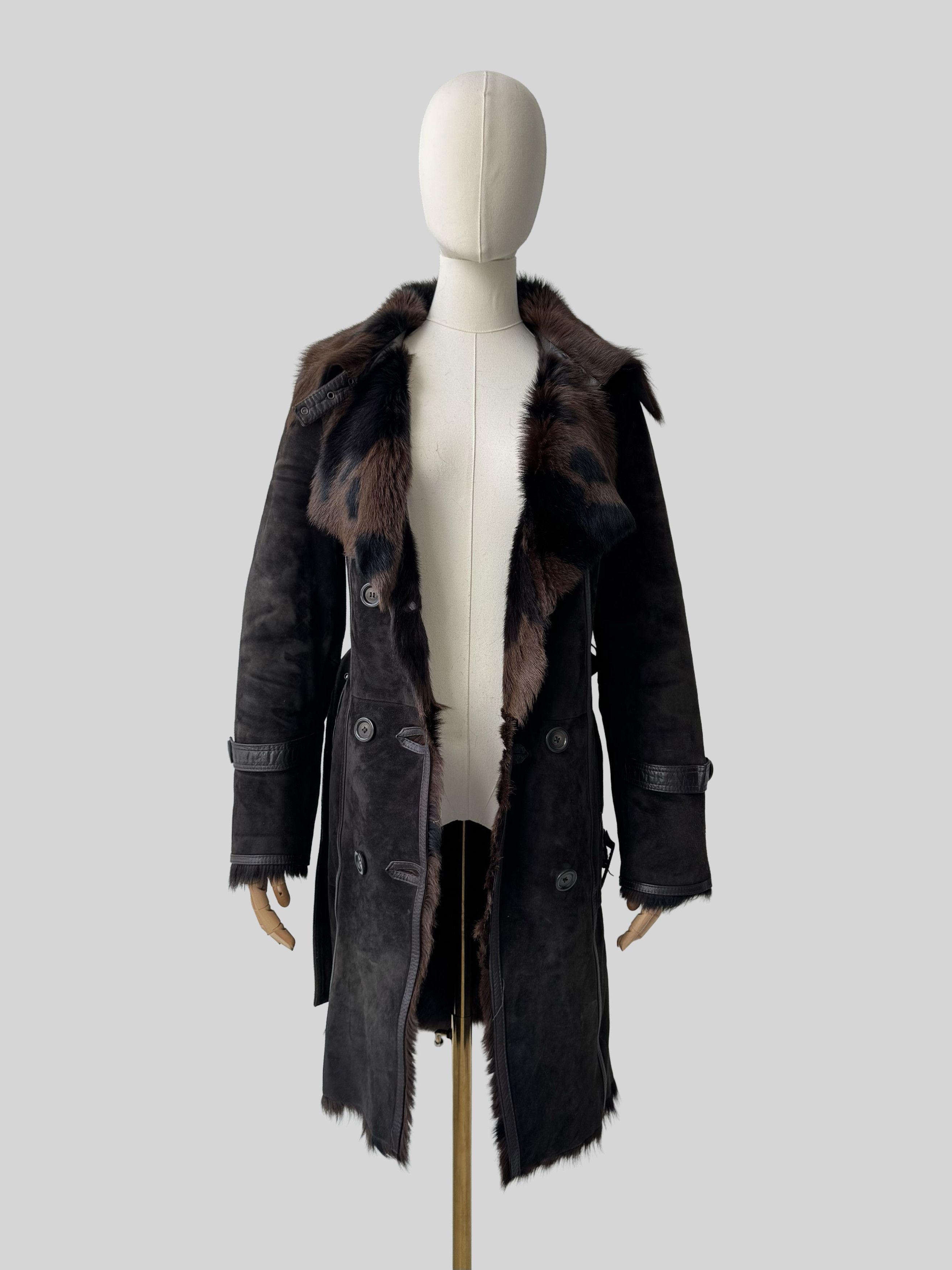 Vintage Vintage Real Leather&Fur Coat With Belt (D15)(D10) Size S / US 4 / IT 40 - 3 Thumbnail