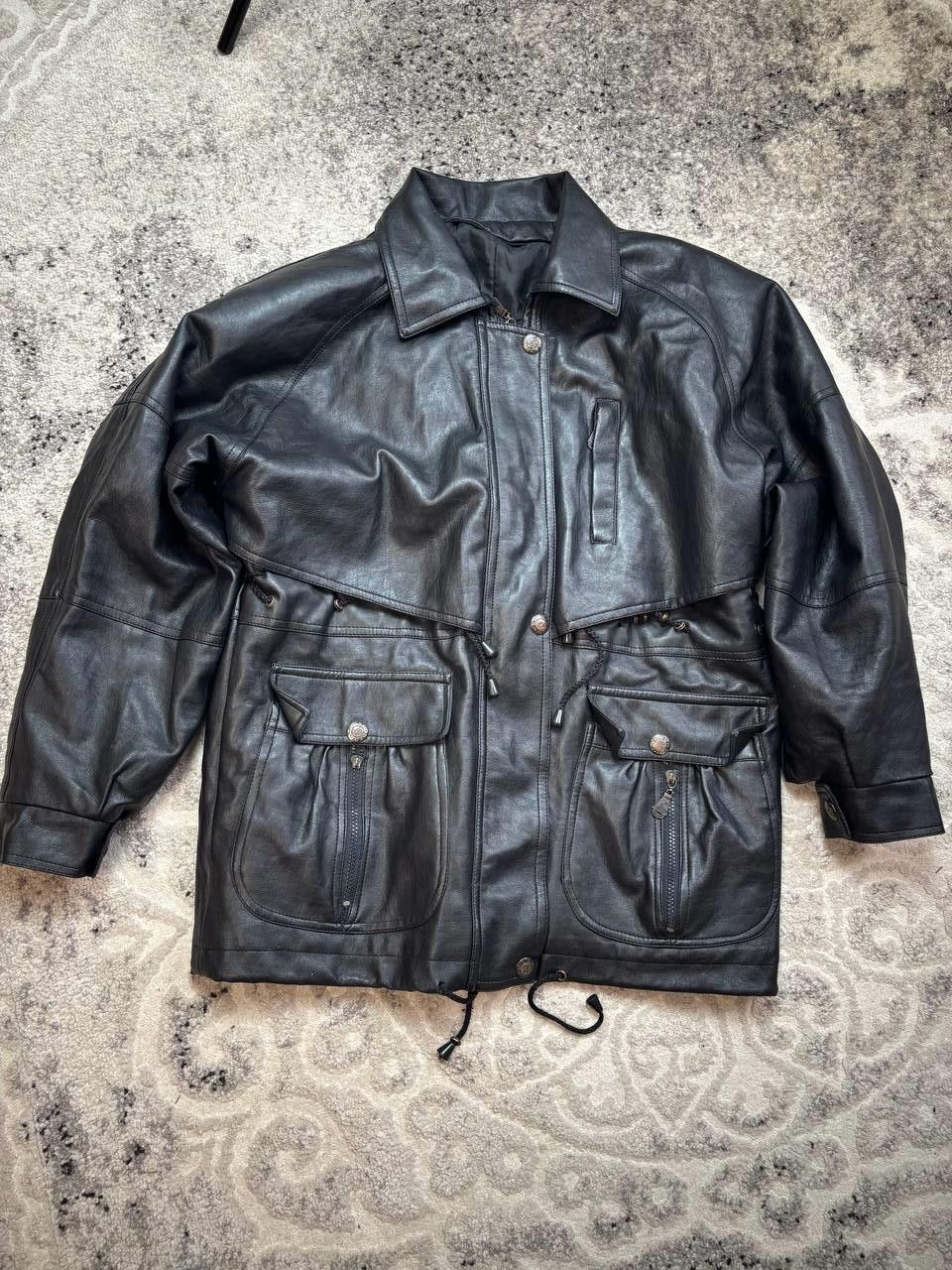 Vintage 90s Vintage Oversized Multi-Pocket Leather Field Jacket Size US L / EU 52-54 / 3 - 3 Thumbnail