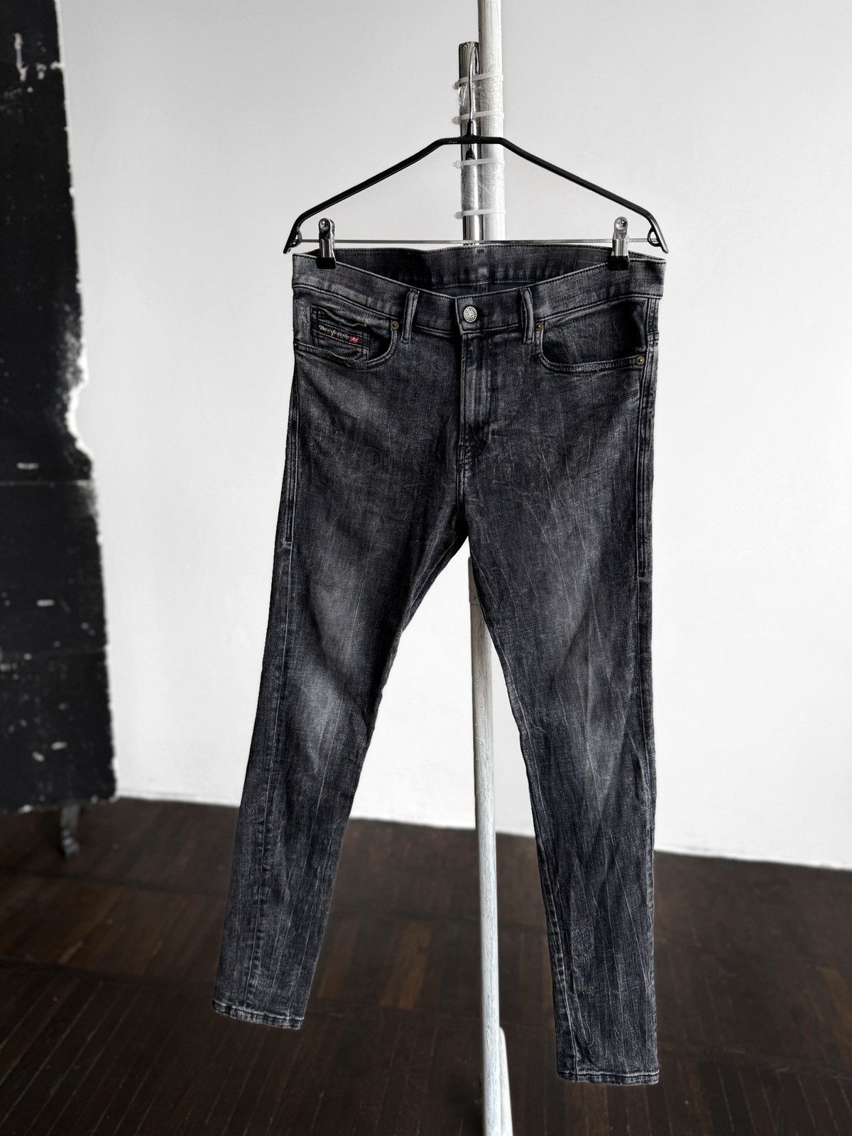 Diesel Diesel D-Amny Mens Skinny Jeans Black Grey Denim Zipper Size US 32 / EU 48 - 3 Thumbnail