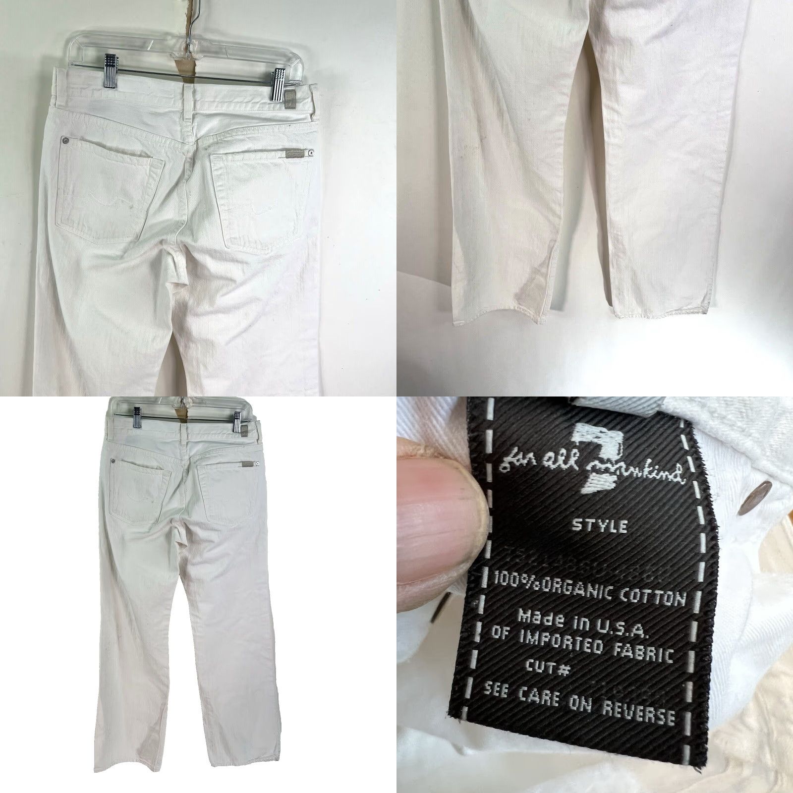 7 For All Mankind 7 For All Mankind Jeans Womens SZ 32/33 White Organic Relaxed Button Fly Denim Size 24" / US 00 / IT 34 - 8 Thumbnail