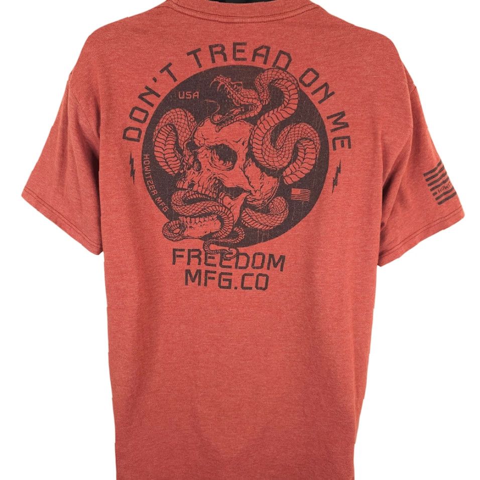 Vintage Howitzer T Shirt Mens XL Orange Dont Tread On Me Skull Snake Freedom MFG Co Size US XL / EU 56 / 4 - 4 Thumbnail