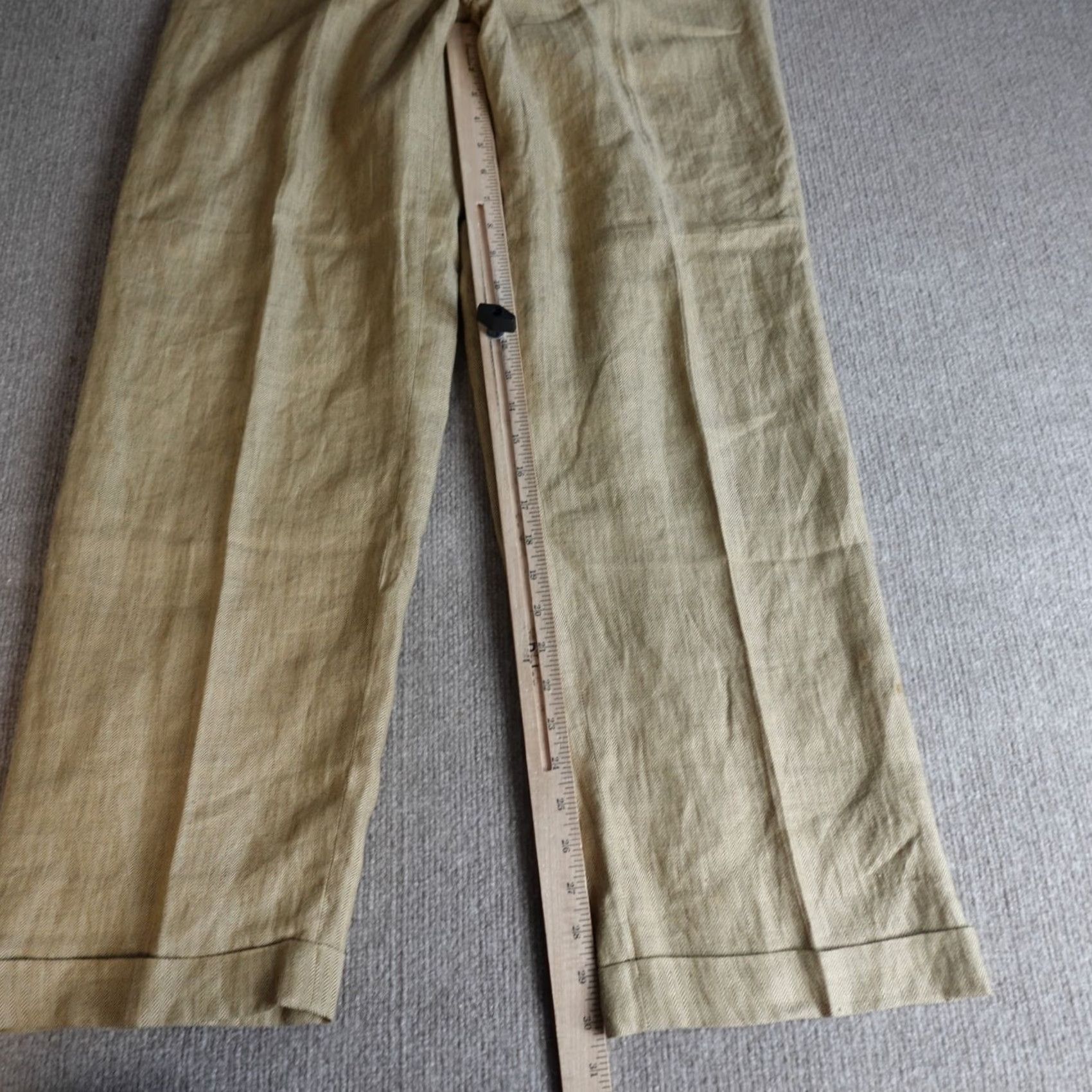Ralph Lauren VINTAGE Lauren Ralph Lauren Womens Pants 14 Beige Pleated Herringbone High Rise NEW Linen Ramie Rayon Front Flat Inseam 31 Dress Pants Womens Size 36" / US 14 / IT 50 - 2 Thumbnail