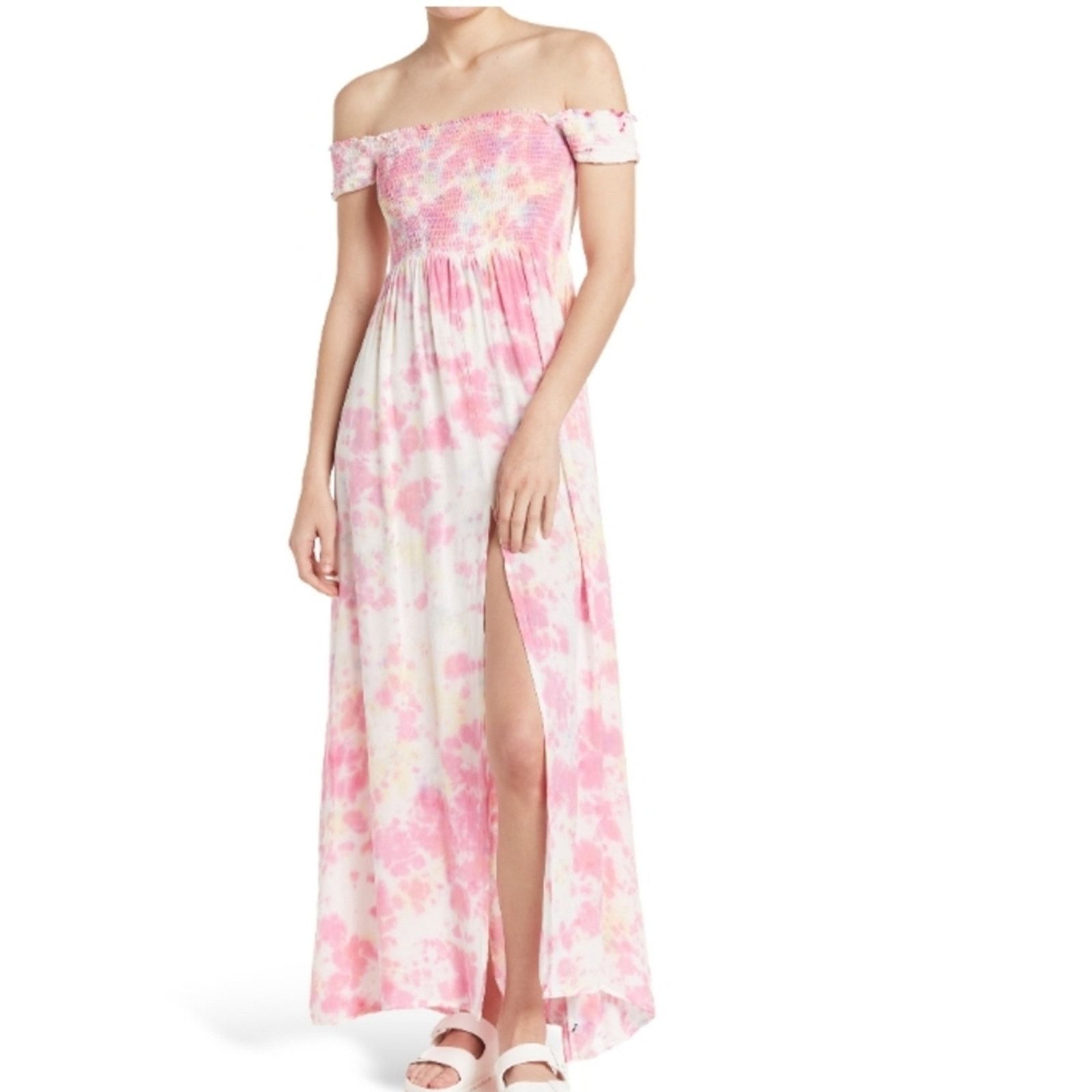 Other Pink White Tie Dye Off the Shoulder Dress Size Medium Size M / US 6-8 / IT 42-44 - 3 Thumbnail