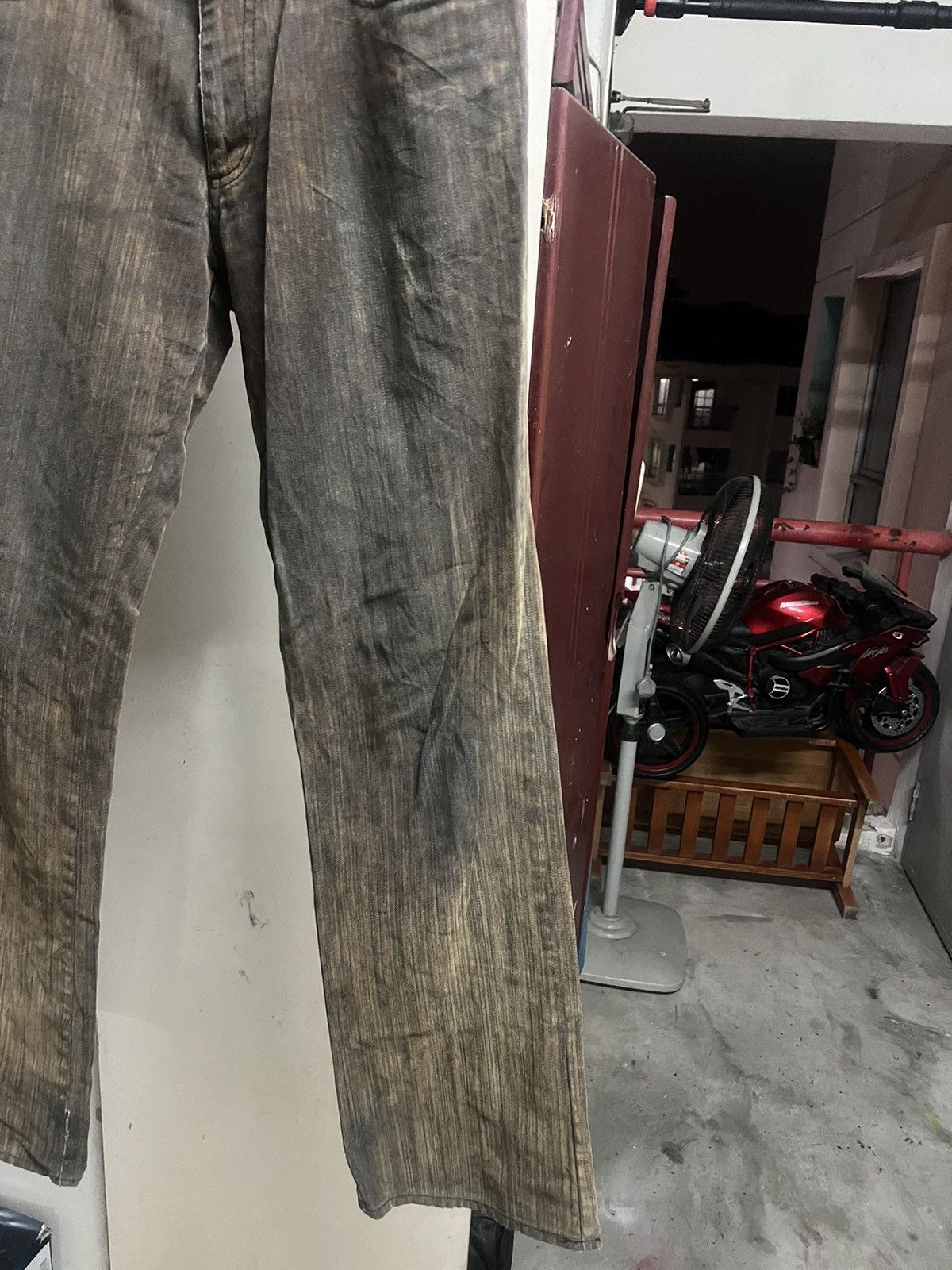 Hysteric Glamour × Japanese Brand × Vintage FLARED🔥THRASHED LOUIS CHAVLON DENIM PANT Size US 32 / EU 48 - 2 Thumbnail