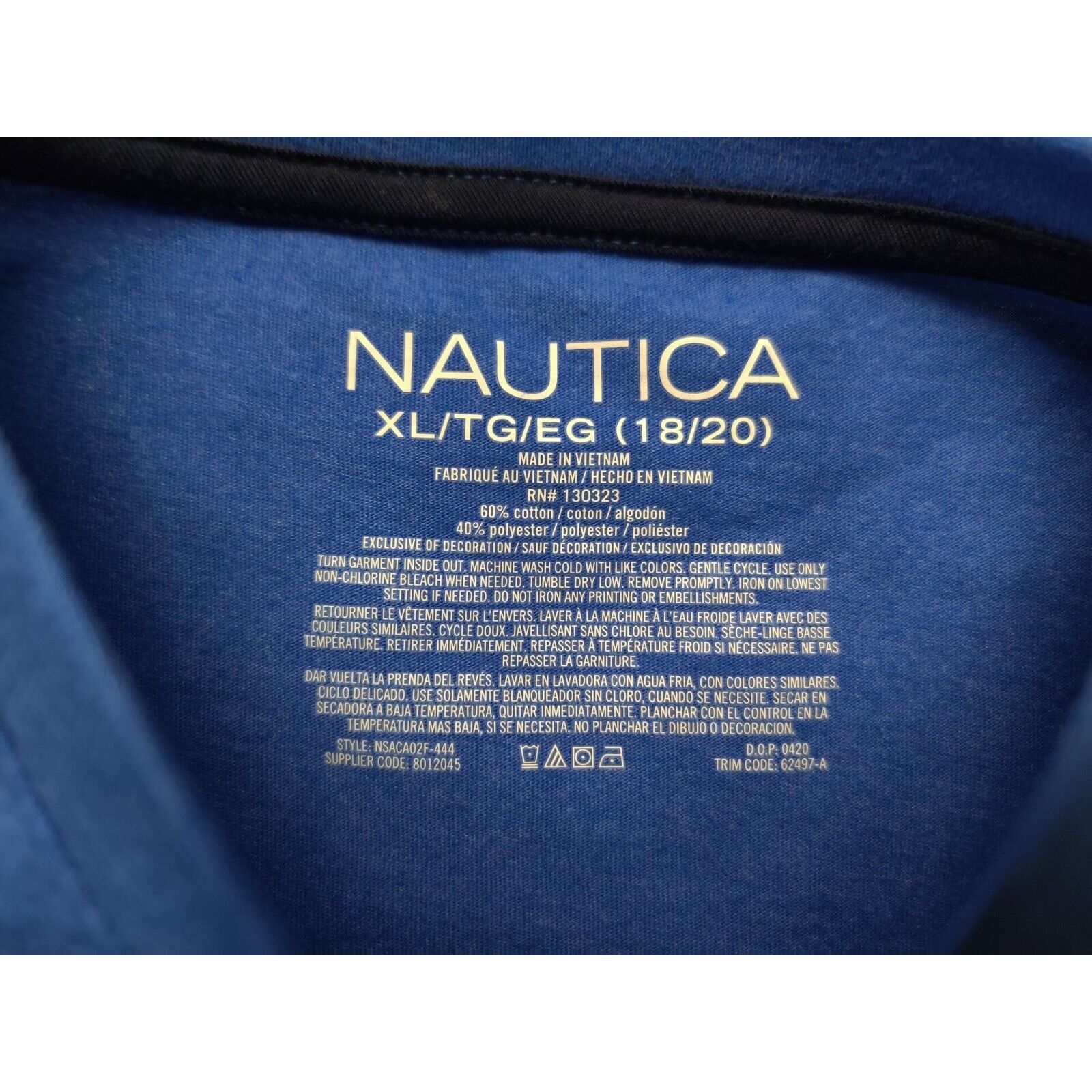 Nautica Nautica Shirt Adult Mens XL Solid Blue Embroidered V-Neck Size US XL / EU 56 / 4 - 5 Thumbnail