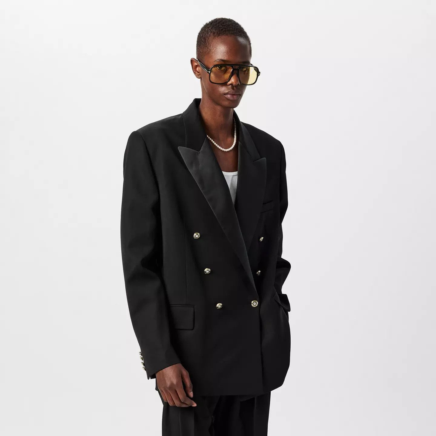 Casablanca o1g2r1mq0426 Double Breasted Evening Wool Blazer in Black Size US XL / EU 56 / 4 - 3 Thumbnail