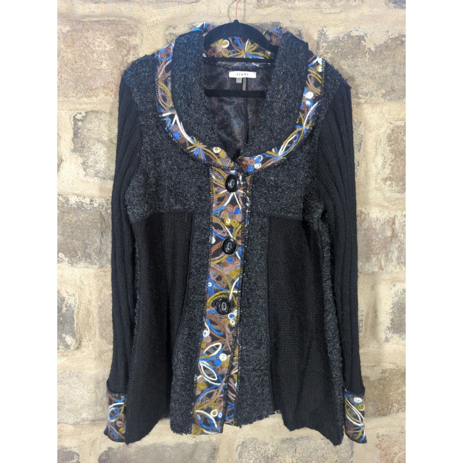 Other Sioni Sweater Black Gray Wool Mohair Embroidered Floral Grailed