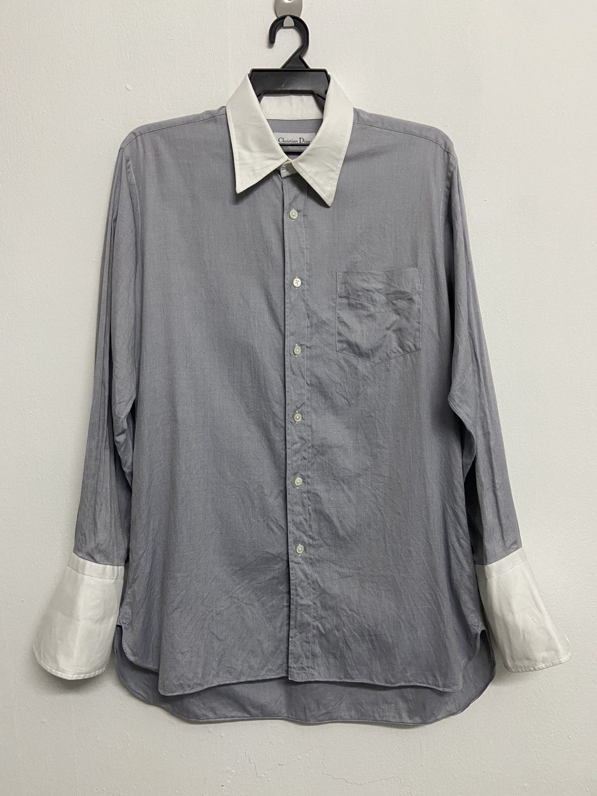 Dior Christian Dior Blue Shirt With White Collar Size US M / EU 48-50 / 2 - 1 Thumbnail
