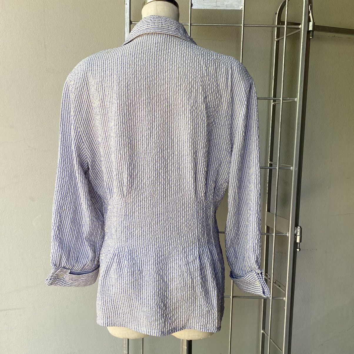 Celine CELINE Blue & White Striped Textured Blazer Shirt Size M / US 6-8 / IT 42-44 - 2 Thumbnail