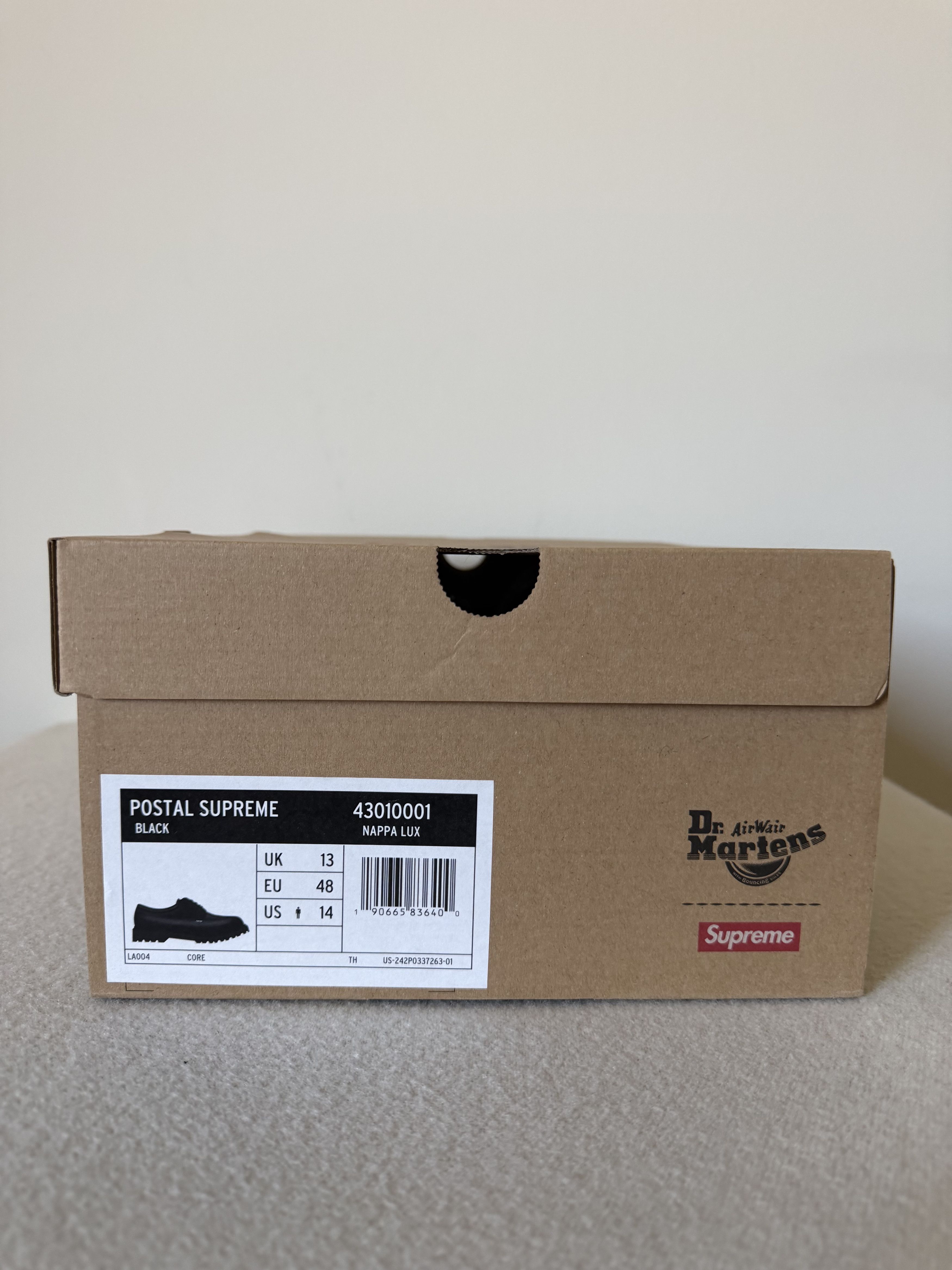 Dr. Martens × Supreme Supreme Dr. Martens Postal 4 Eye Shoe in Black Size US 14 / EU 47 - 7 Thumbnail