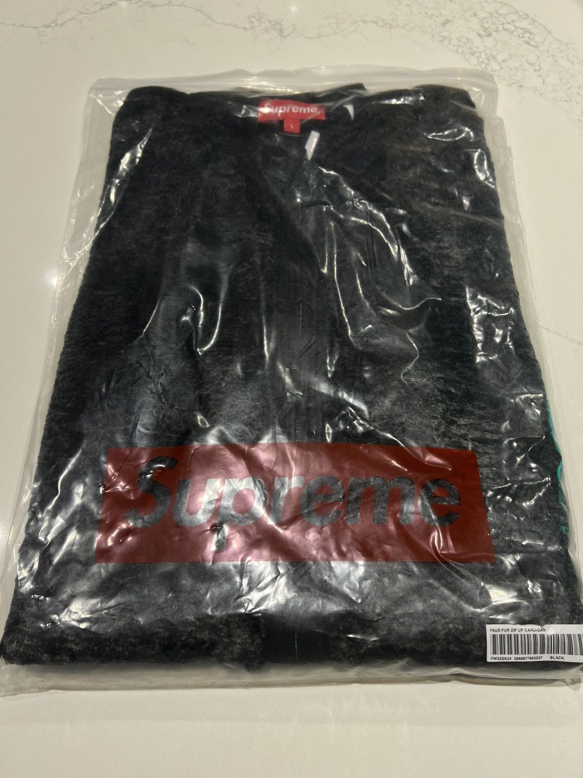Supreme Faux Fur Zip Up Cardigan Black Large