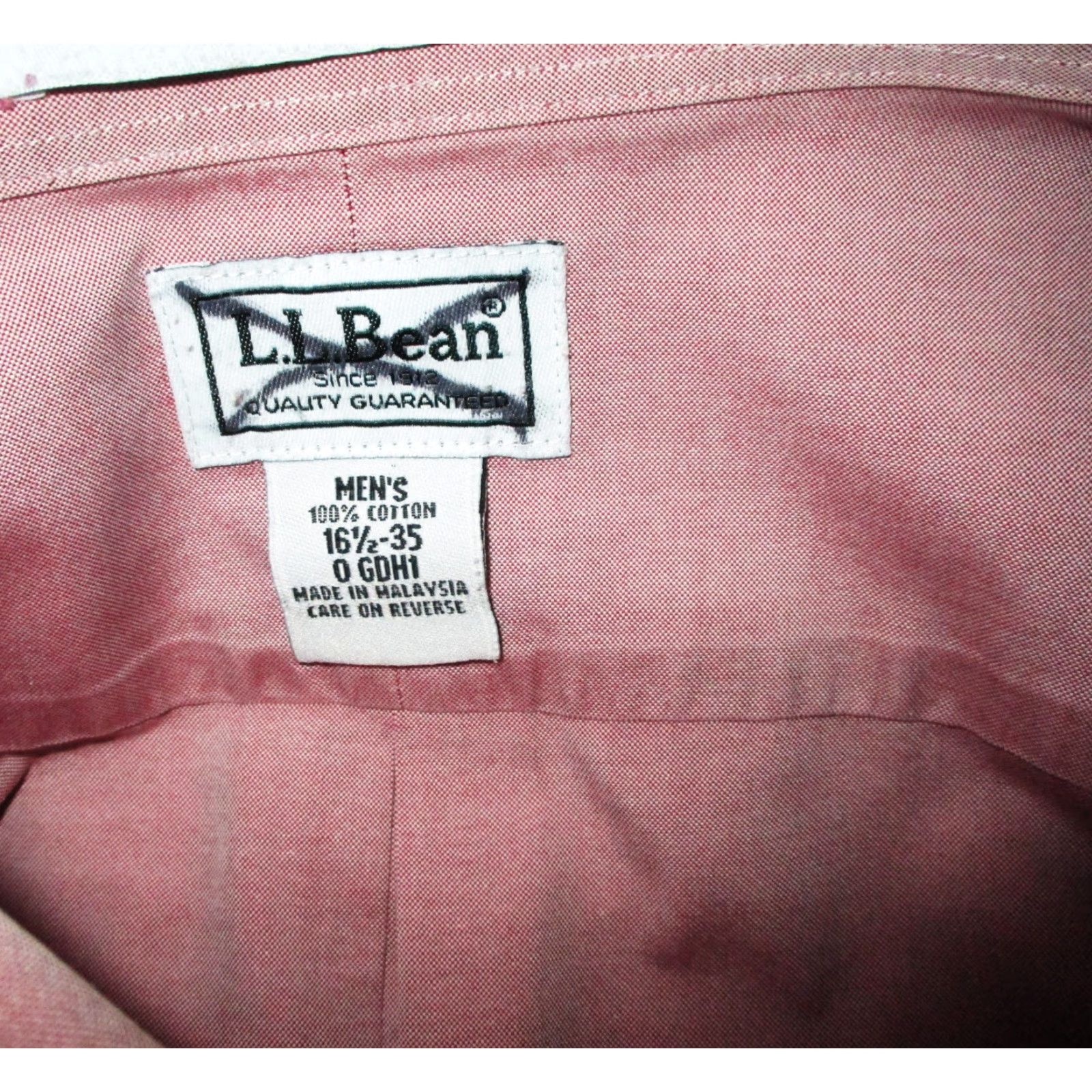 Vintage L.L. BEAN Pink Long Sleeve Oxford Dress Shirt Men's 16.5/35 Size 46R - 6 Thumbnail