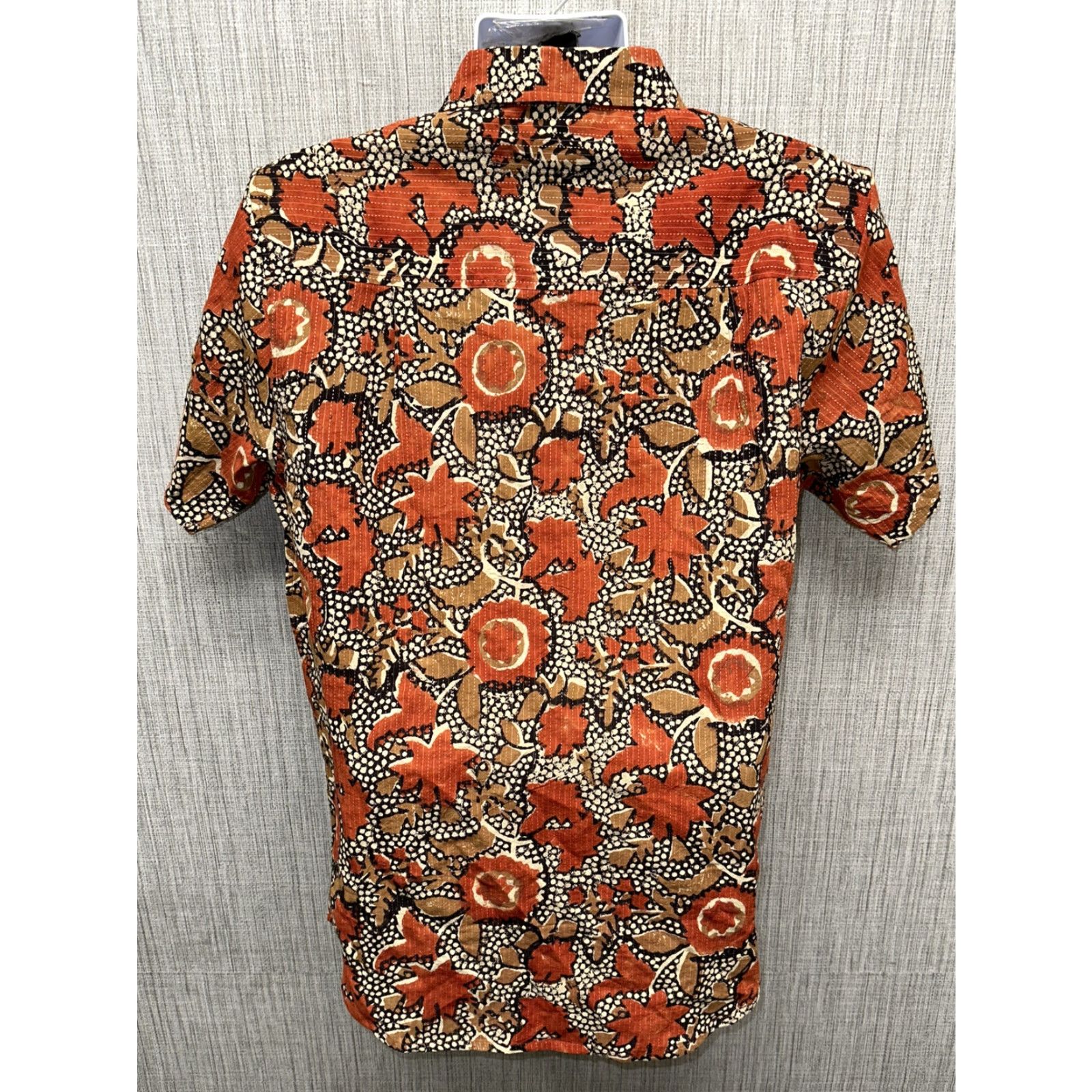 Vintage Lakhays Mens Orange/Black Geometric Short Sleeve Button Front Shirt Sz M Cotton Size US M / EU 48-50 / 2 - 5 Thumbnail
