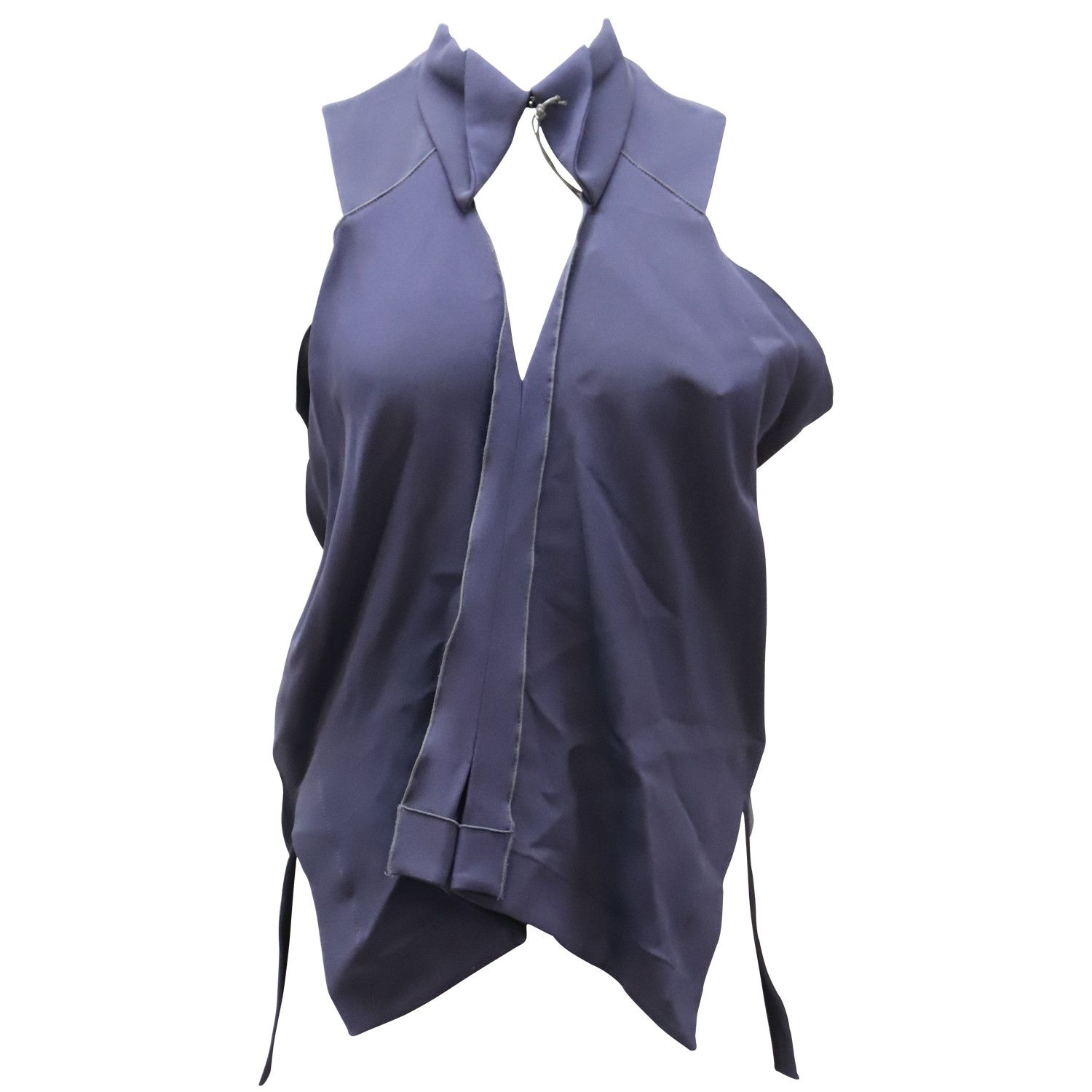 Roland Mouret Roland Mouret Sheer Sleeveless Top in Blue Silk Size S / US 4 / IT 40 - 1 Thumbnail