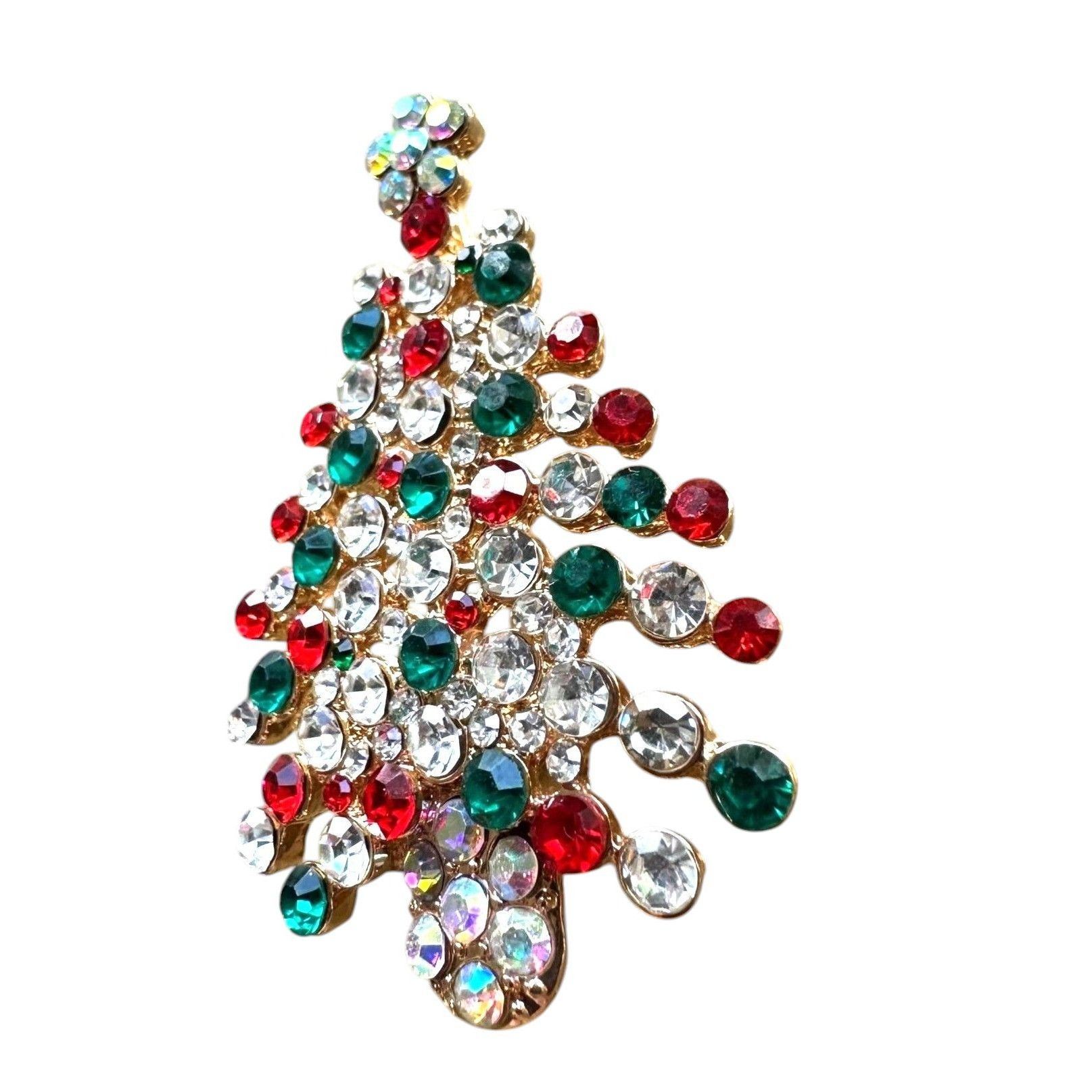 Handmade Rhinestone Christmas Tree Brooch Pin New Aurora Borealis Re Size ONE SIZE - 8 Thumbnail