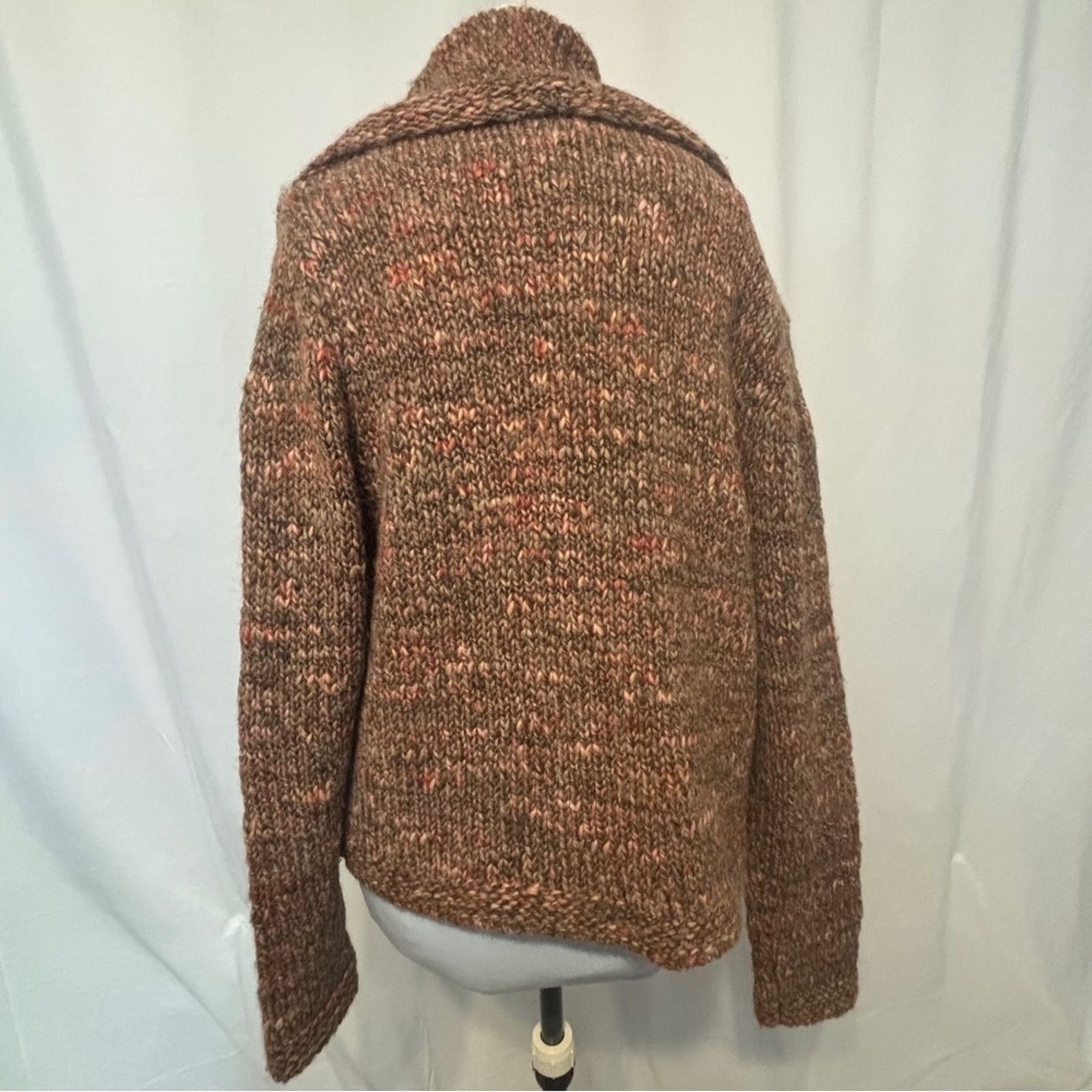 J. Jill J. Jill Italian Yarn Knit Open Front Brown Cardigan Sweater Size L / US 10 / IT 46 - 4 Thumbnail