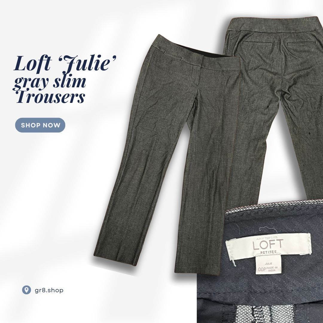 Loft LOFT ‘Julie’ Women’s Gray Slim Fit Trousers Petite 00P Dress Size 24" / US 00 / IT 34 - 1 Thumbnail