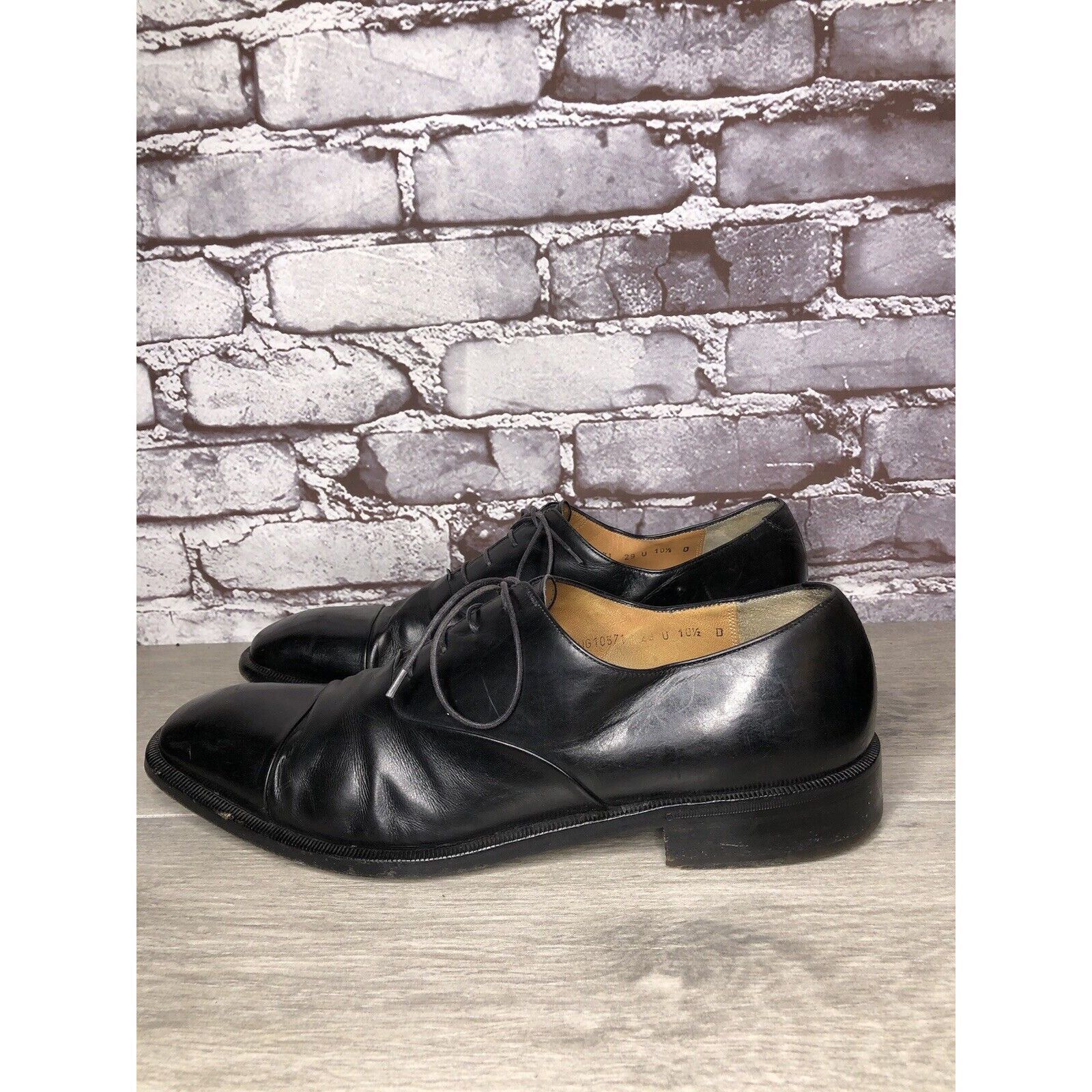 Salvatore Ferragamo Salvatore Ferragamo Black Leather Cap Toe Dress Shoes Oxford Size US 10.5 / EU 43-44 - 16 Thumbnail