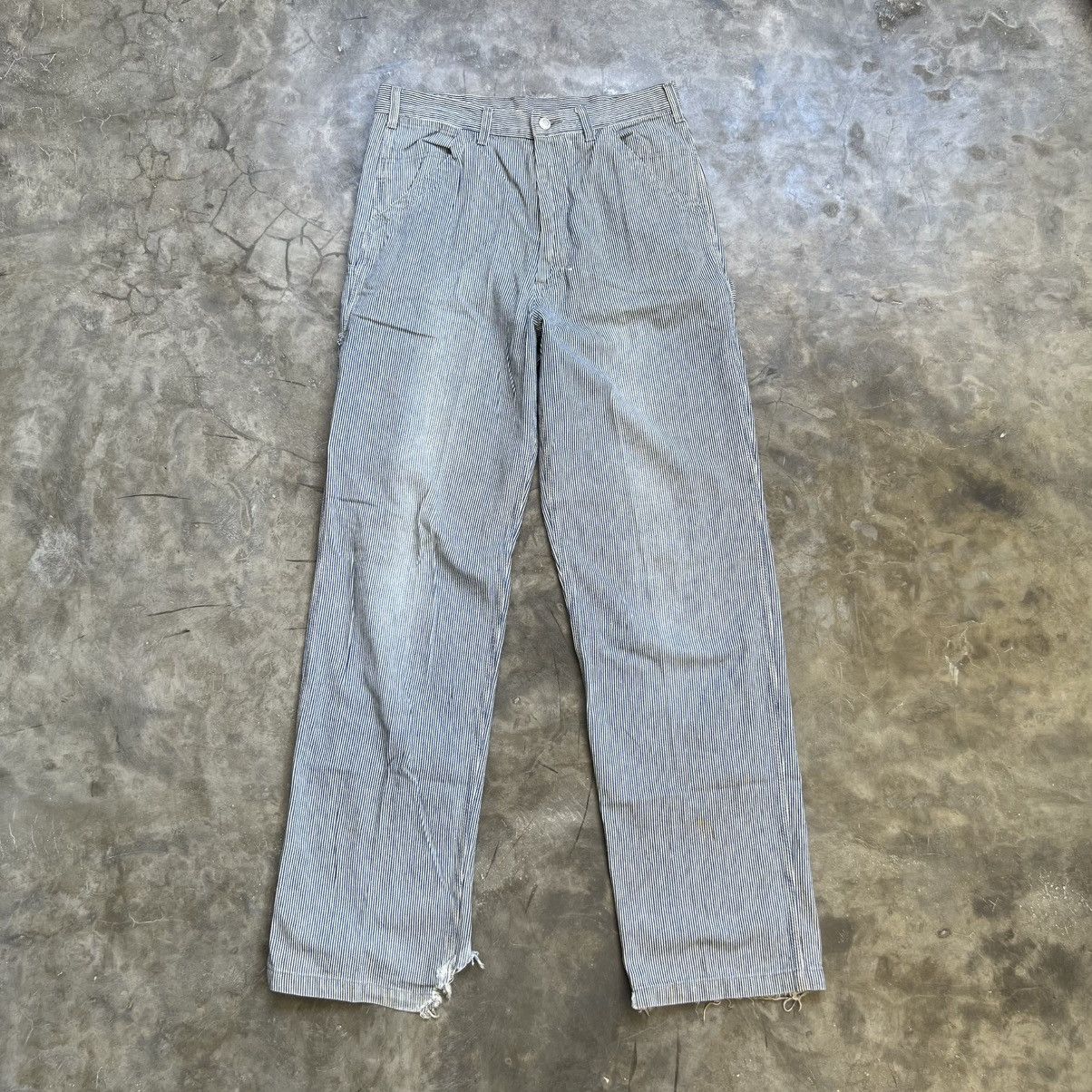 Japanese Brand Vintage Dog House Distressed Hickory Stripe Carpenter jeans Size US 32 / EU 48 - 1 Thumbnail