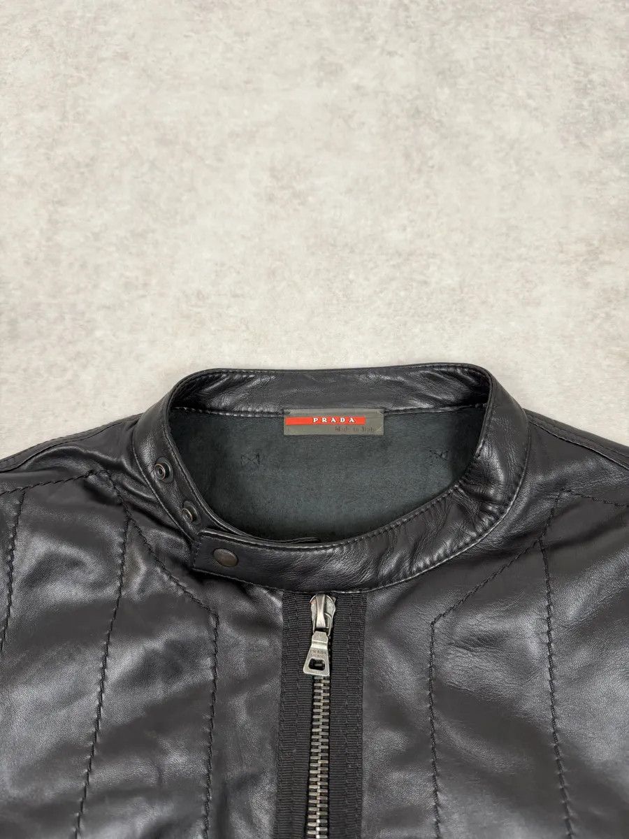 Prada 2000s Prada Black Biker Leather Laced Jacket Size US L / EU 52-54 / 3 - 9 Thumbnail