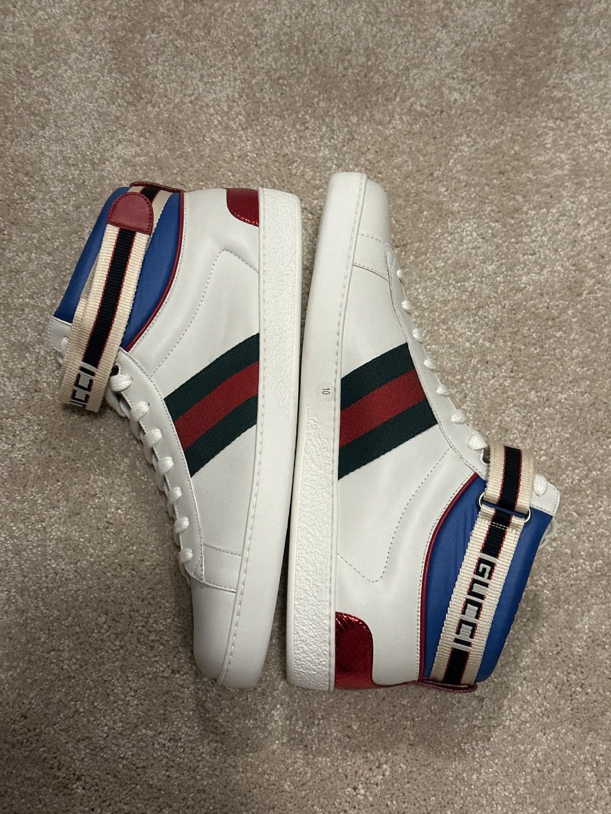 Gucci Gucci Ace Stripe High-Top White Size US 10.5 / EU 43-44 - 1 Thumbnail