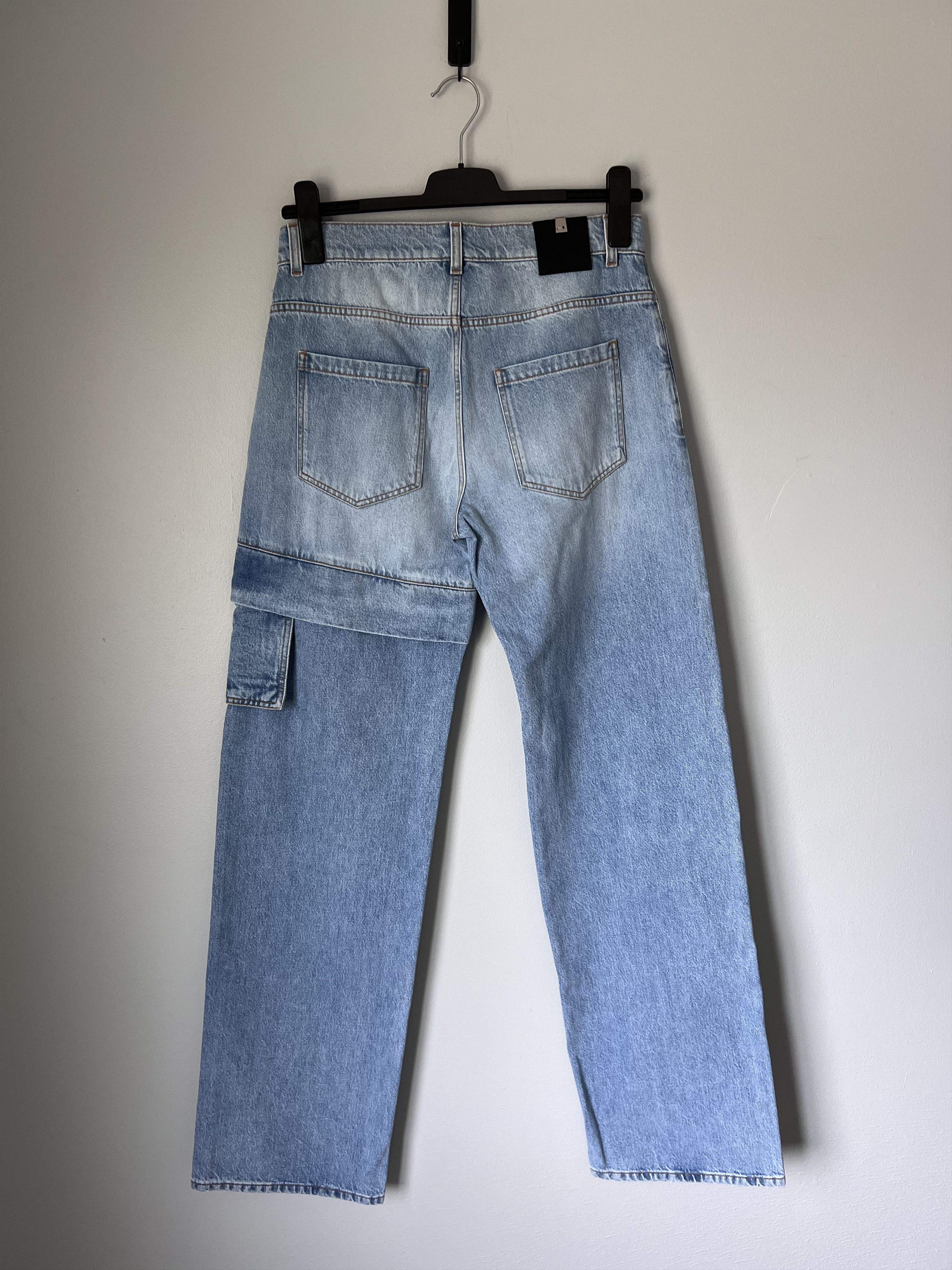 1017 Alyx 9SM Oversized Denim Cargo Pants in Light Blue