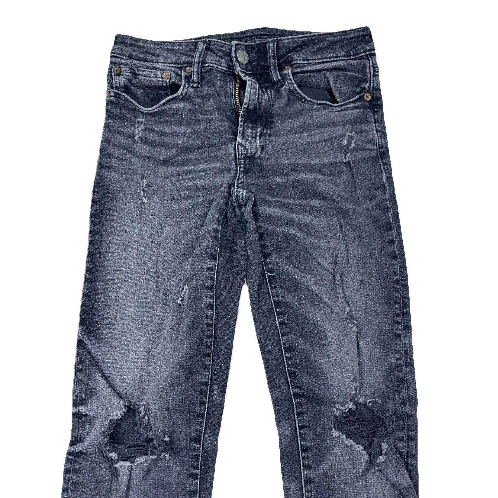 American Eagle Outfitters American Eagle Outfitters Jeans Men Slim Black Denim 28x32 Straight Stretch Distressed Pockets 5-Pocket Logo Belt Loops Holiday: NA Size US 28 / EU 44 - 3 Thumbnail