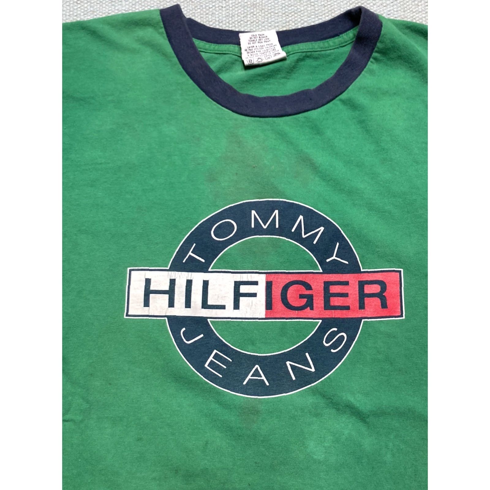 Tommy Hilfiger VINTAGE y2k ringer t shirt Tommy Hilfiger 100% cotton green Men’s XXL tshirt Tommy Jeans Shirt Mens Green 2XL Size US XXL / EU 58 / 5 - 2 Thumbnail