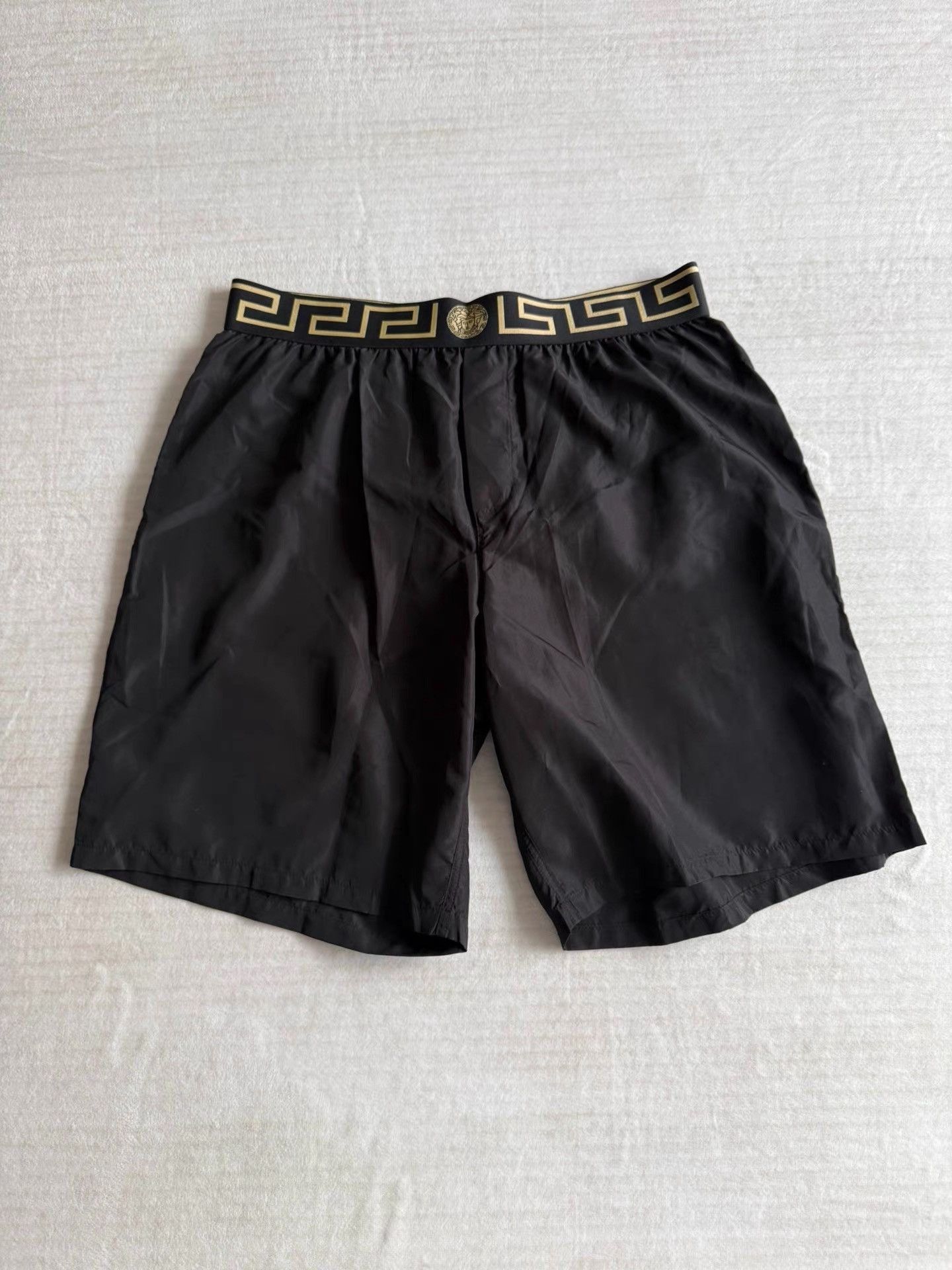 Versace Black Shorts with Gold Patterned Waistband Size US 32 / EU 48 - 1 Thumbnail
