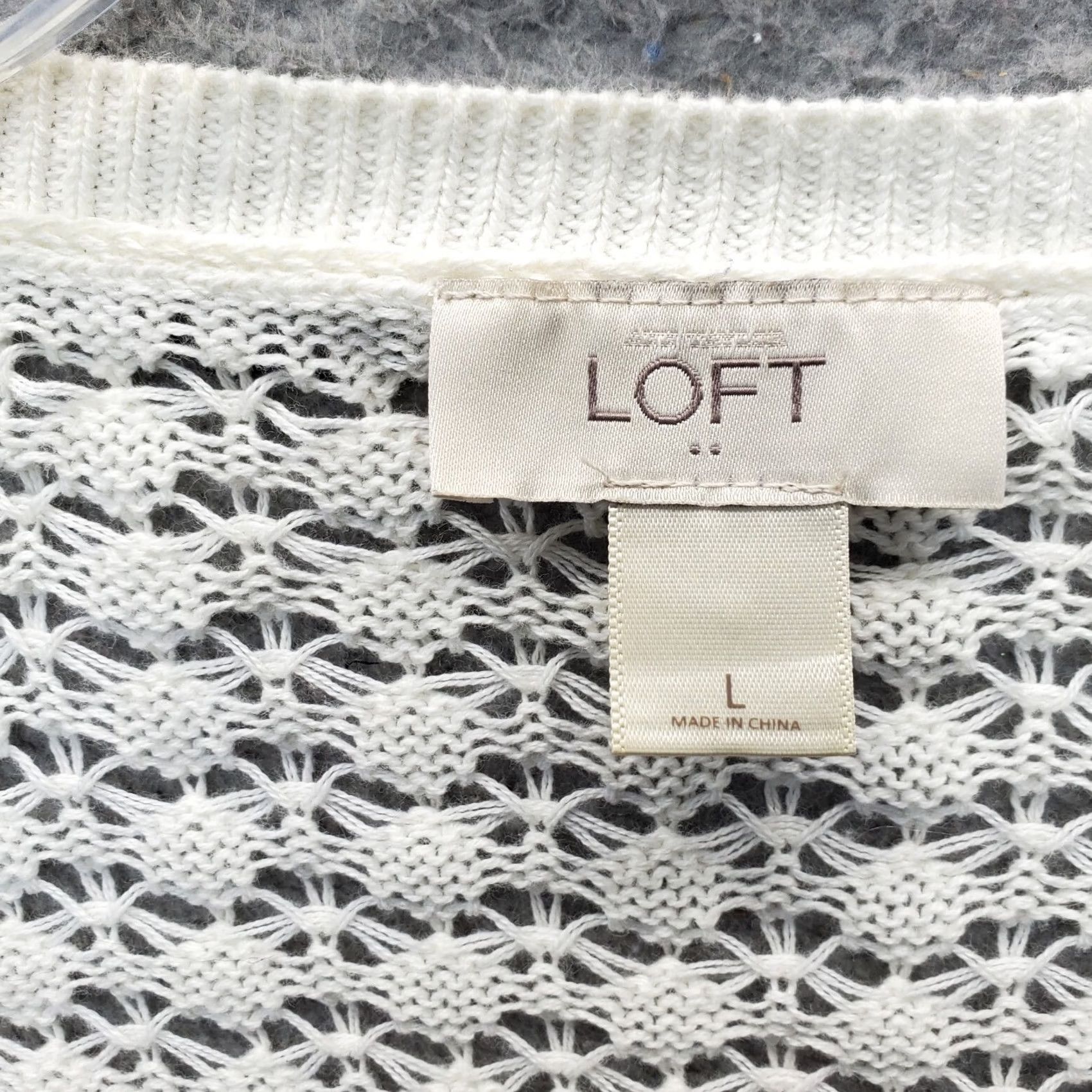 Loft LOFT Ann Taylor Sweater Womens L White Chunky Knit Long Sleeve V Neck Pullover Size L / US 10 / IT 46 - 3 Thumbnail