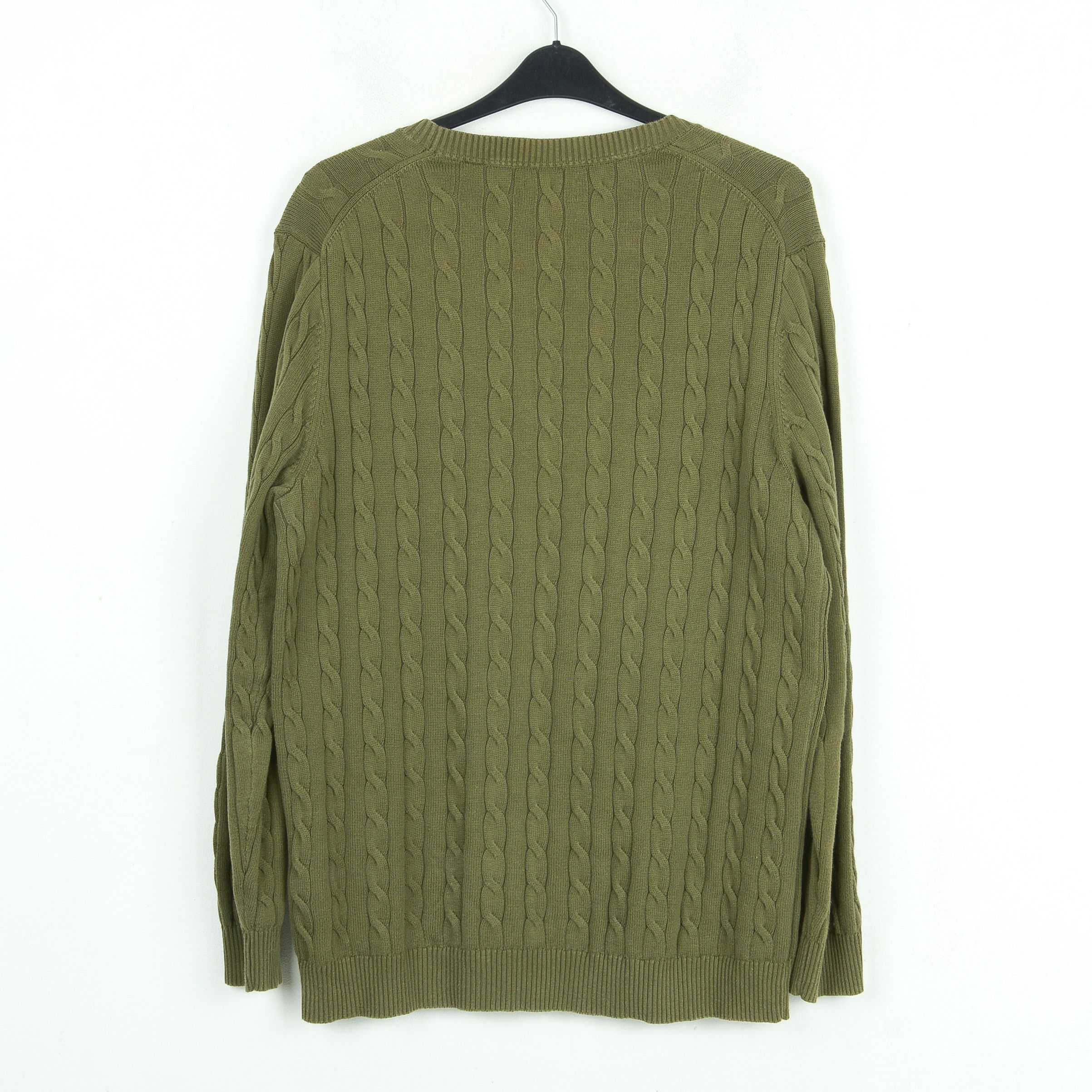 Gant Cable Knit Crew Neck Sweater Jumper Pullover Top Olive Green Size US XXL / EU 58 / 5 - 2 Thumbnail