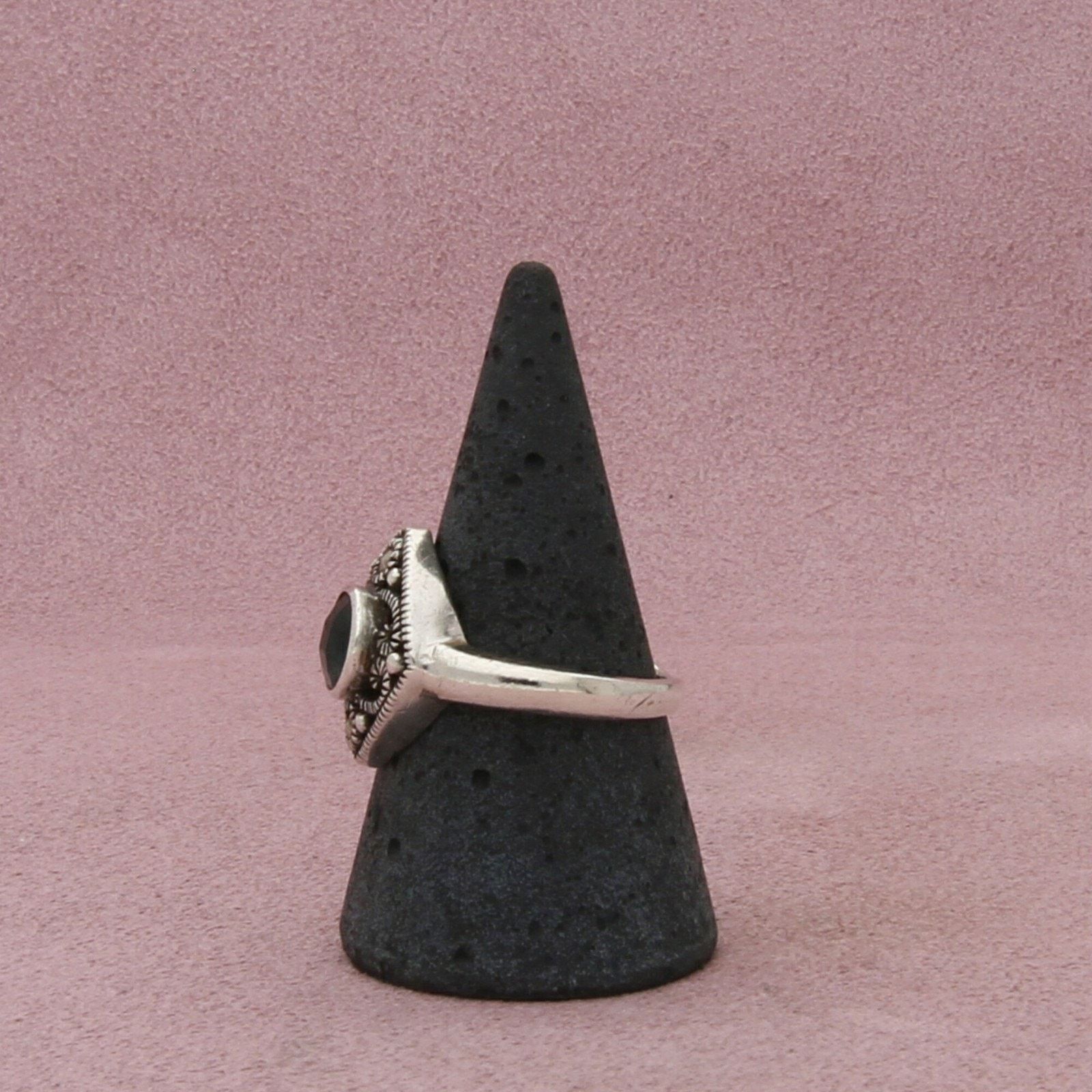 Sterling Silver sterling silver marcasite studded blue cz ring size 9 Size ONE SIZE - 2 Thumbnail