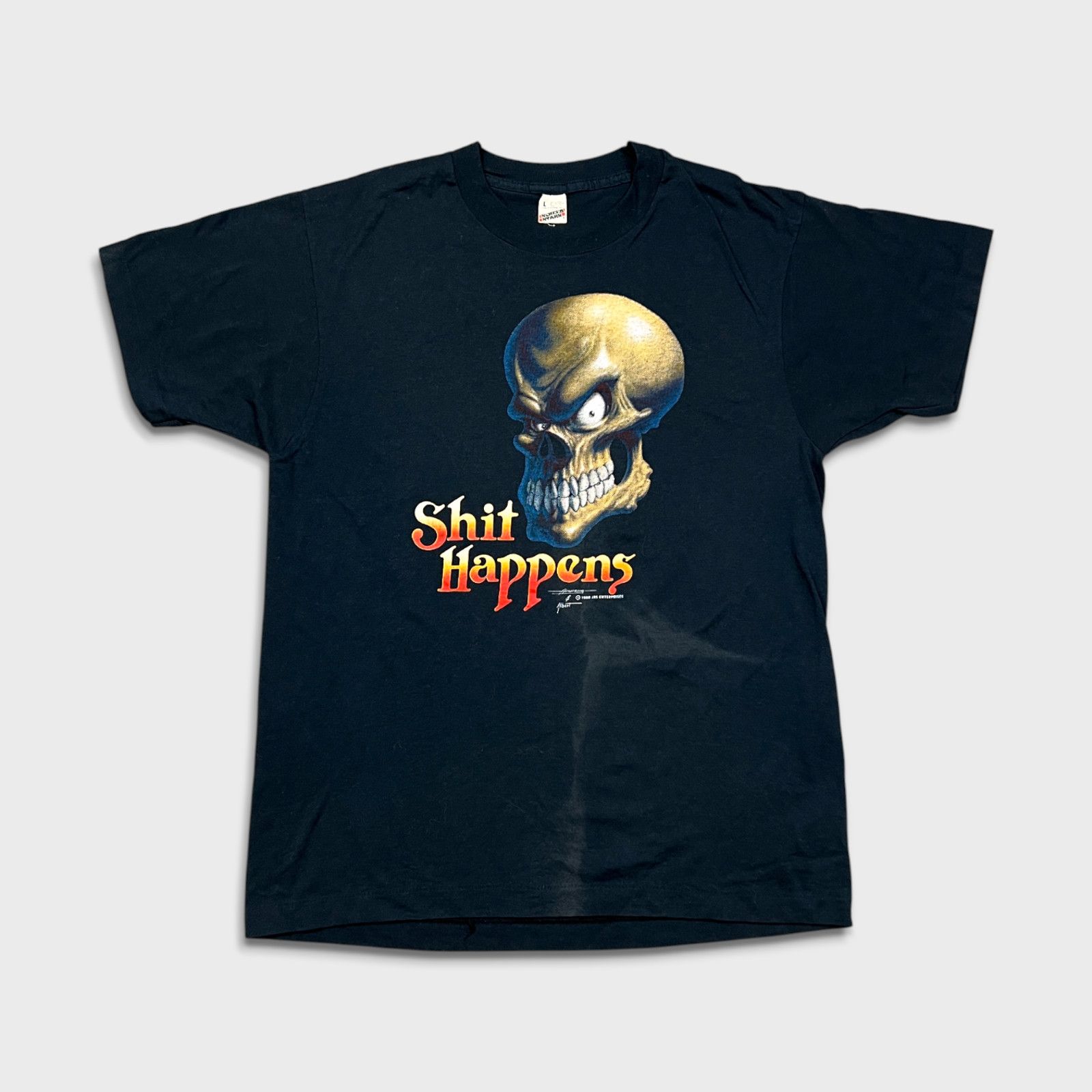 1988 Sh*t Happens T Shirt USA Single Stitch 3D Emblem Tee