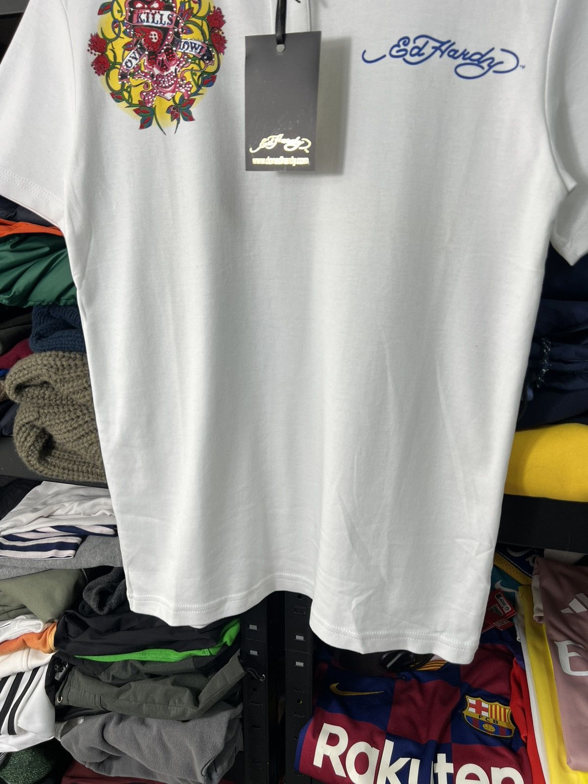 Ed Hardy Ed Hardy Skull Graphic Polo Shirt White Size L (Fits M) Size US L / EU 52-54 / 3 - 3 Thumbnail