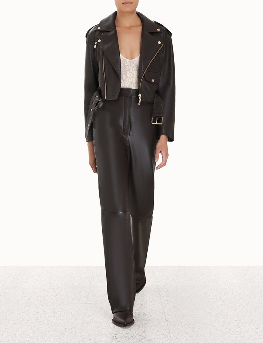 Zimmermann oc11z0225 Luminosity Leather Biker Jacket in Dark Brown Size L / US 10 / IT 46 - 2 Thumbnail