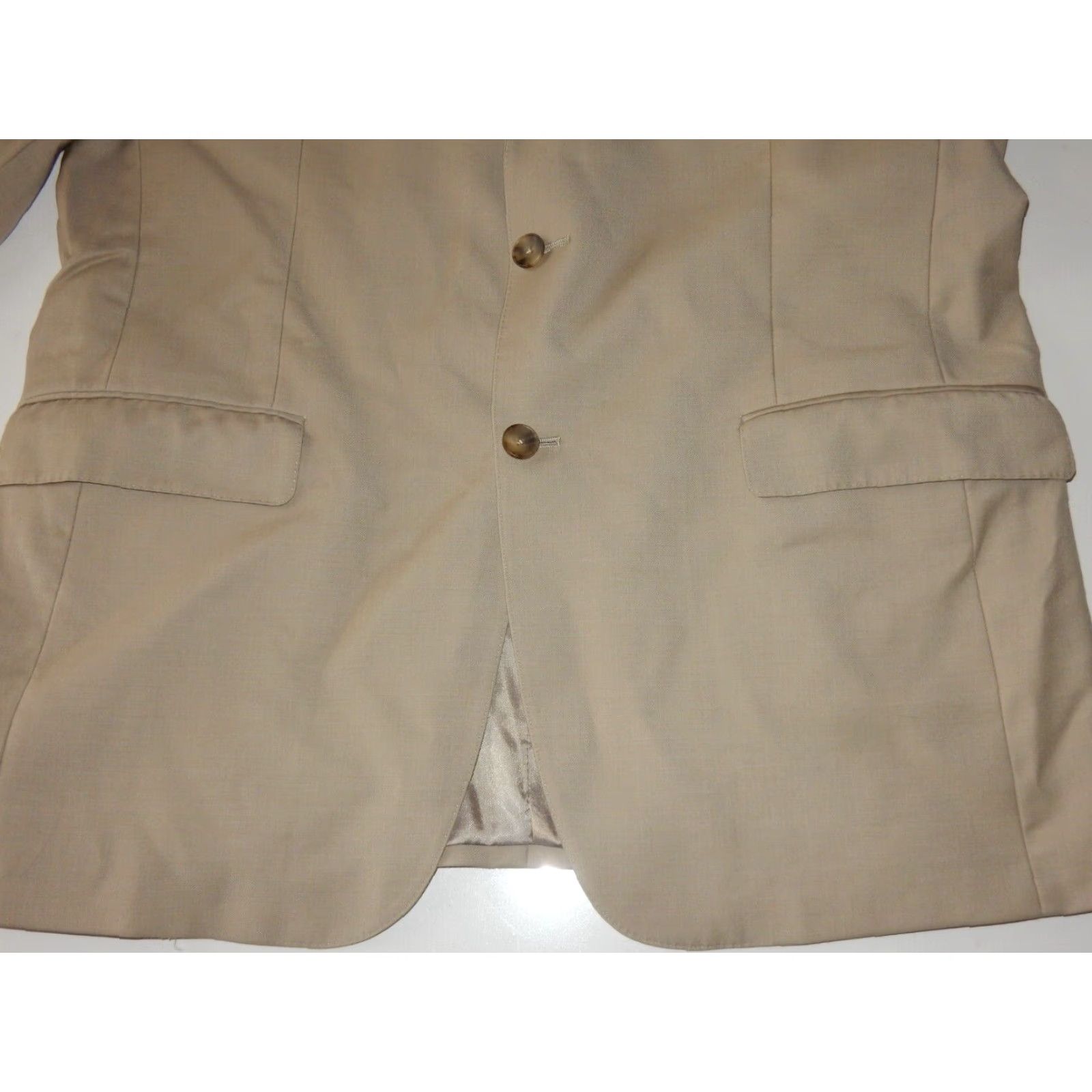 Hart Schaffner Marx Hart Schaffner Marx Blazer Sport Coat Jacket Size 44L Beige Wool Mens Size 44R - 3 Thumbnail