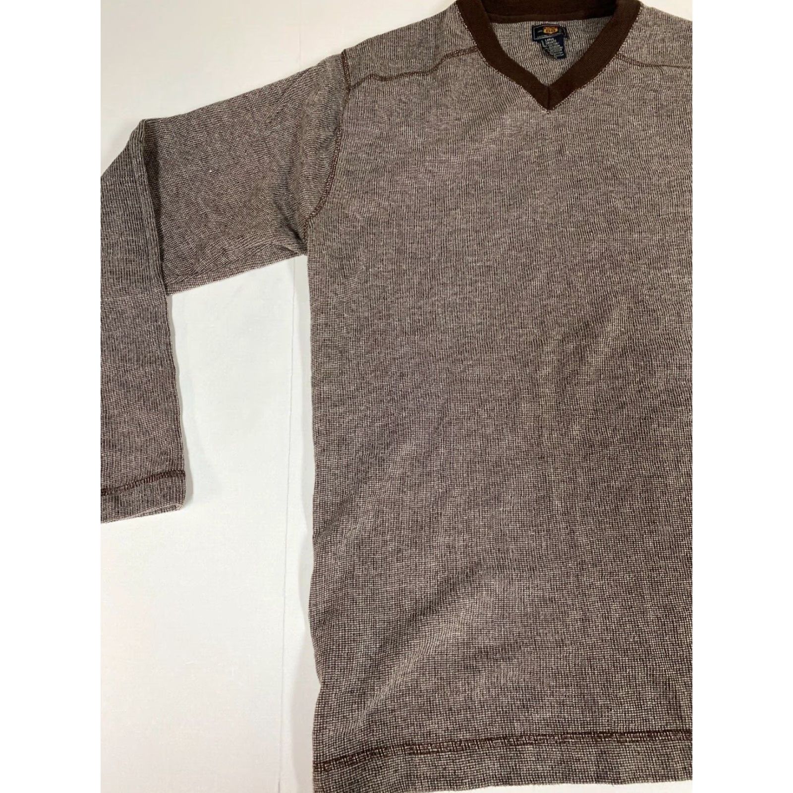 Route 66 Route 66 Mens Sweater Large Brown Pullover V-Neck Long Sleeve Knit Cotton Blend Chunky-Knit Croche Size US L / EU 52-54 / 3 - 3 Thumbnail