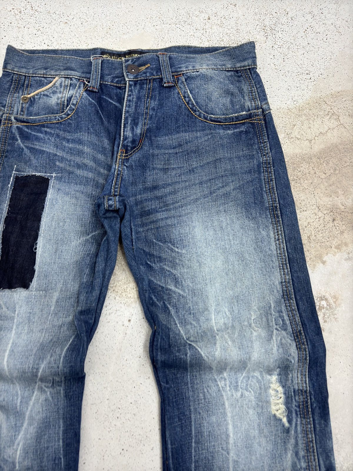 Japanese Brand Vintage Back Number Acid Washed Back Buckle Denim Jeans Size US 32 / EU 48 - 5 Thumbnail